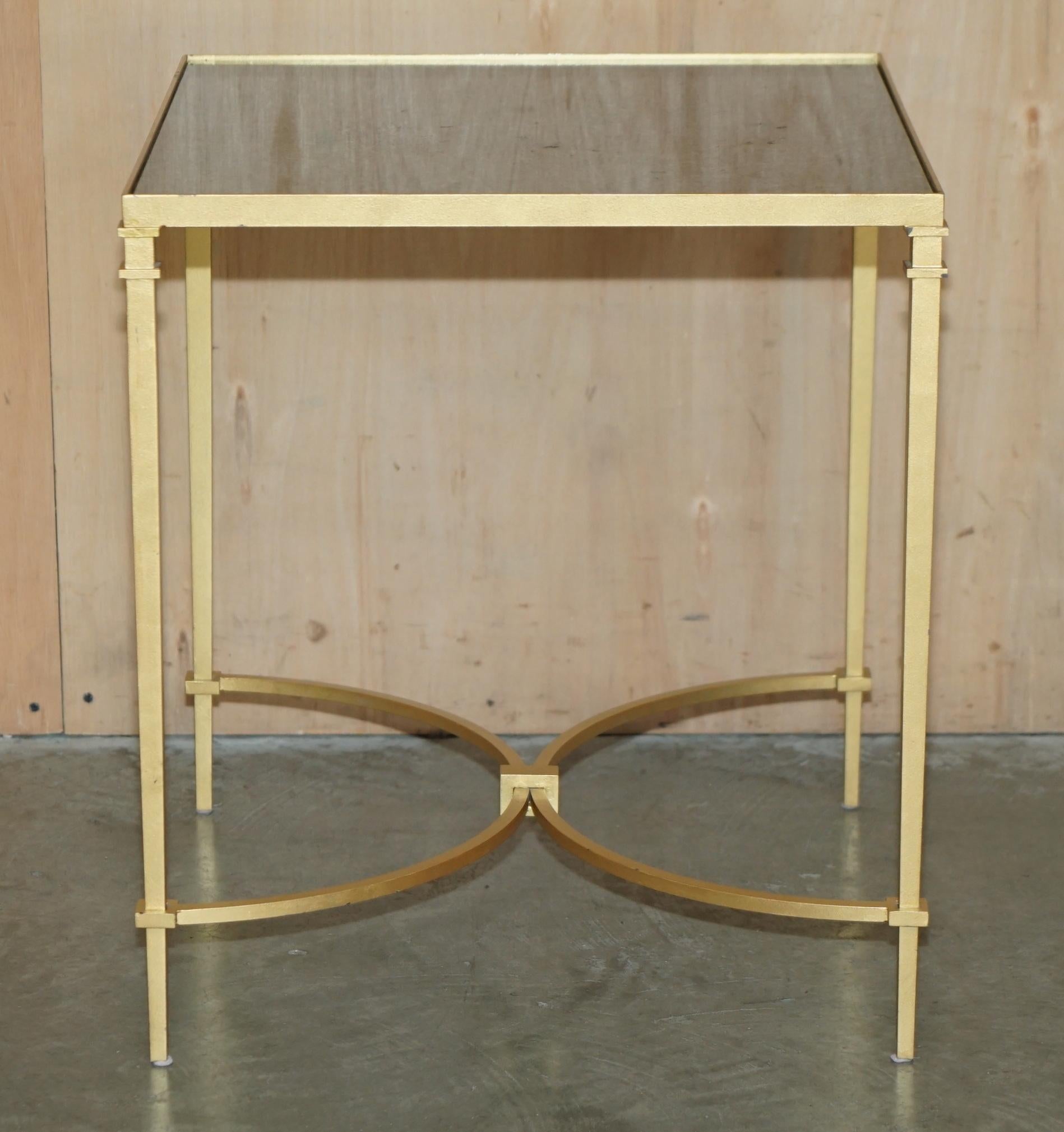 PAIR OF VINTAGE BRASS AND ITALIAN MARBLE SIDE TABLES WITH ORNATELY CASTS BASEs For Sale 13