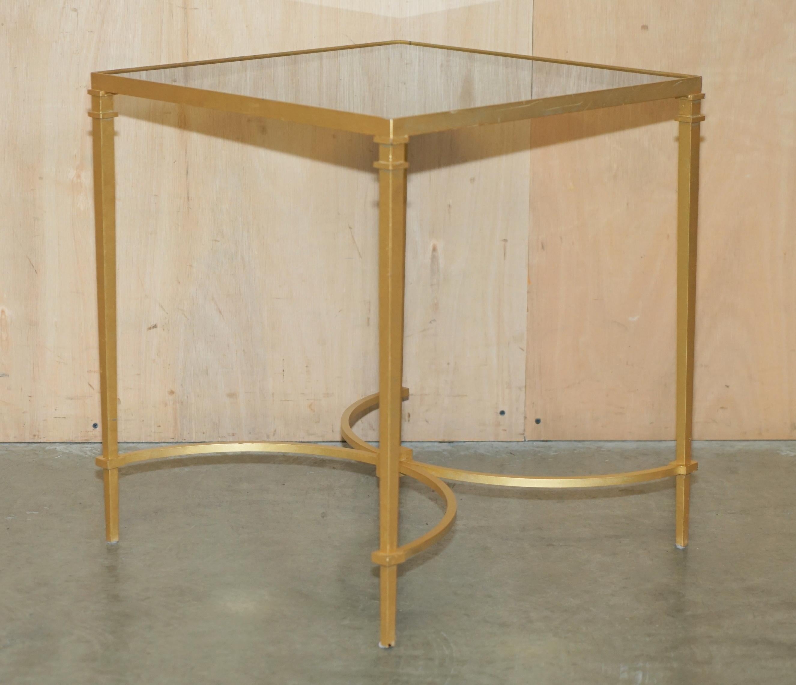 Mid-Century Modern PAIR OF VINTAGE BRASS AND ITALIAN MARBLE SIDE TABLES WITH ORNATELY CASTS BASEs For Sale
