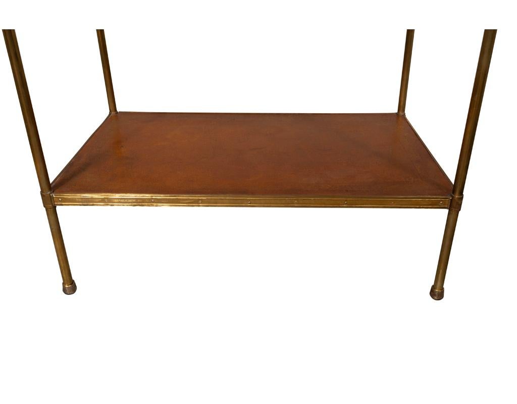 Pair of Vintage Brass and Leather End Tables For Sale 6