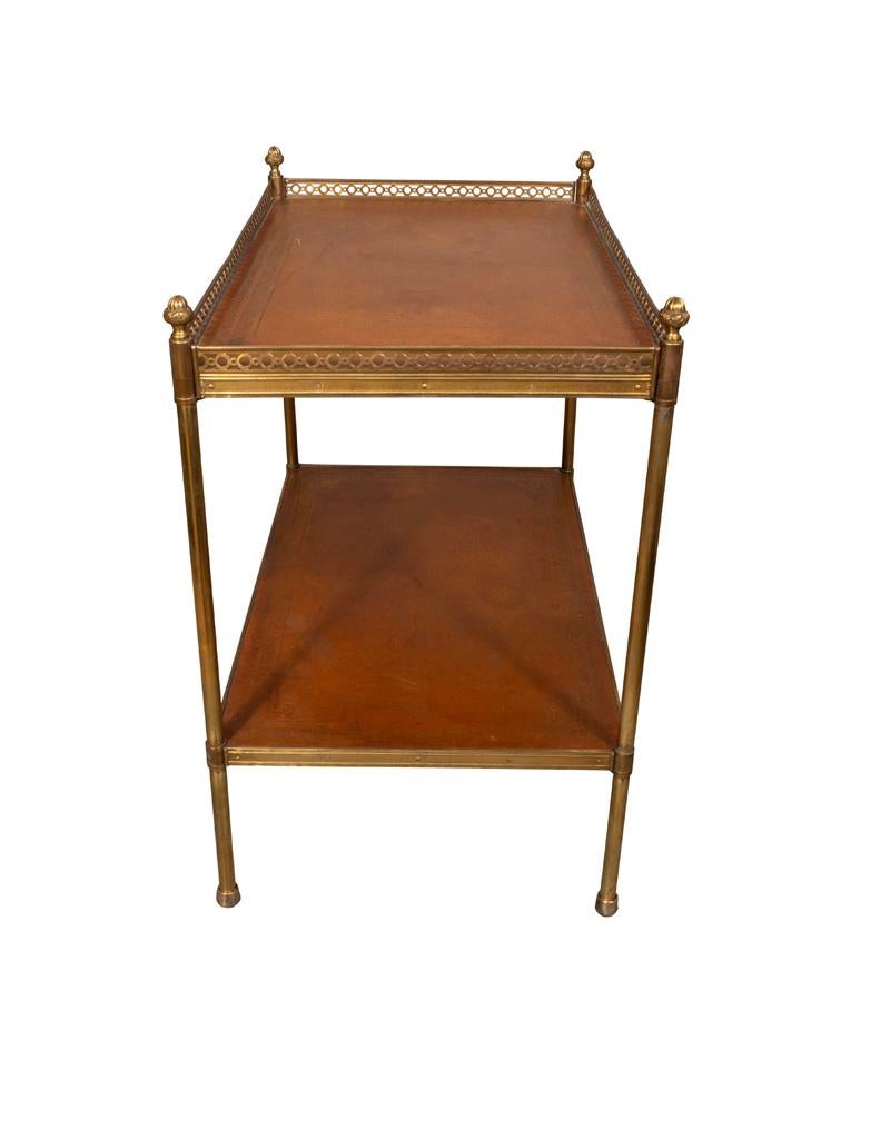 Pair of Vintage Brass and Leather End Tables For Sale 9