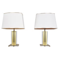 Pair of Vintage Brass and Lucite Table Lamps, 1970s