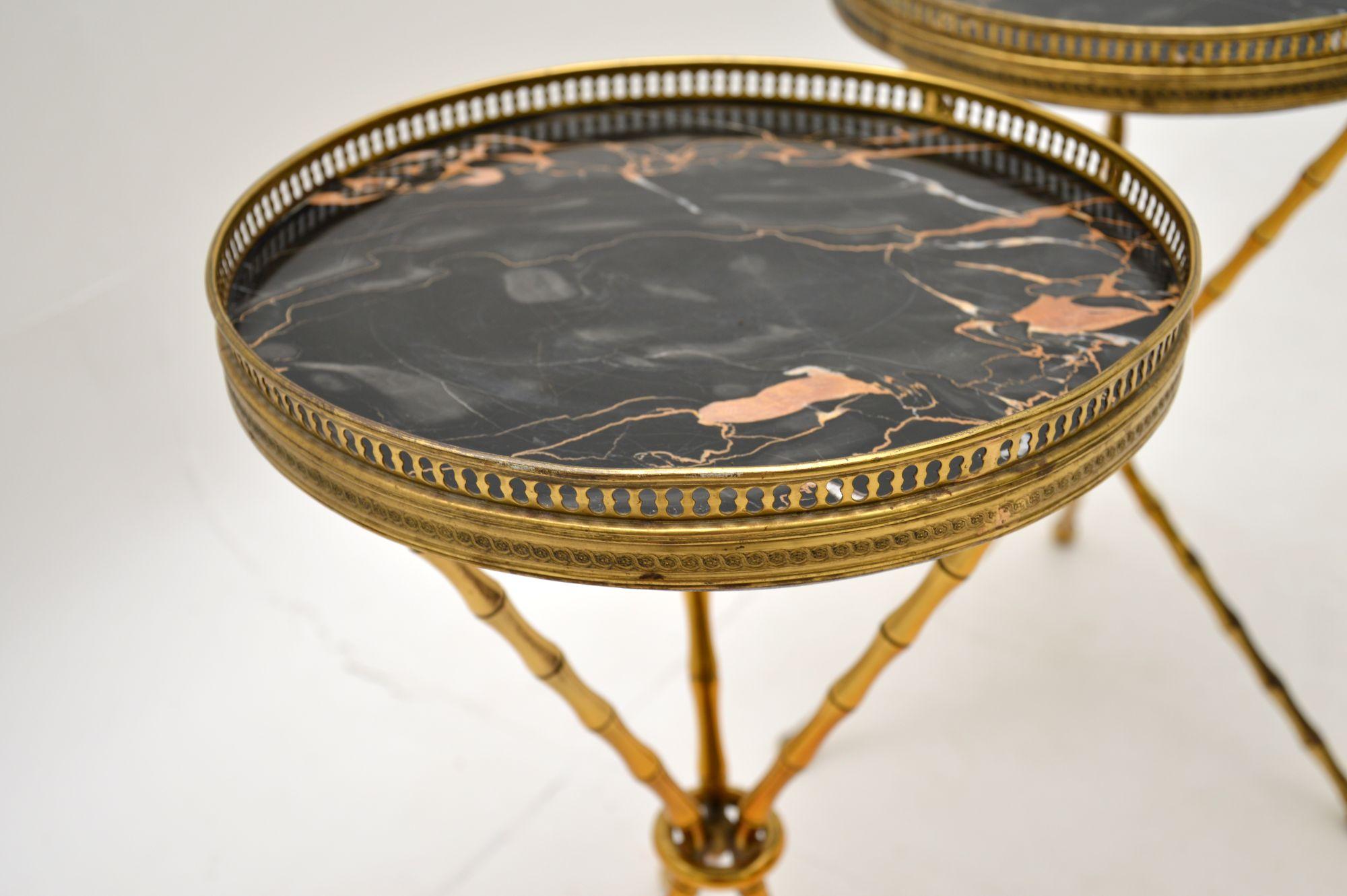 Pair of Vintage Brass and Marble Side Tables In Good Condition In London, GB