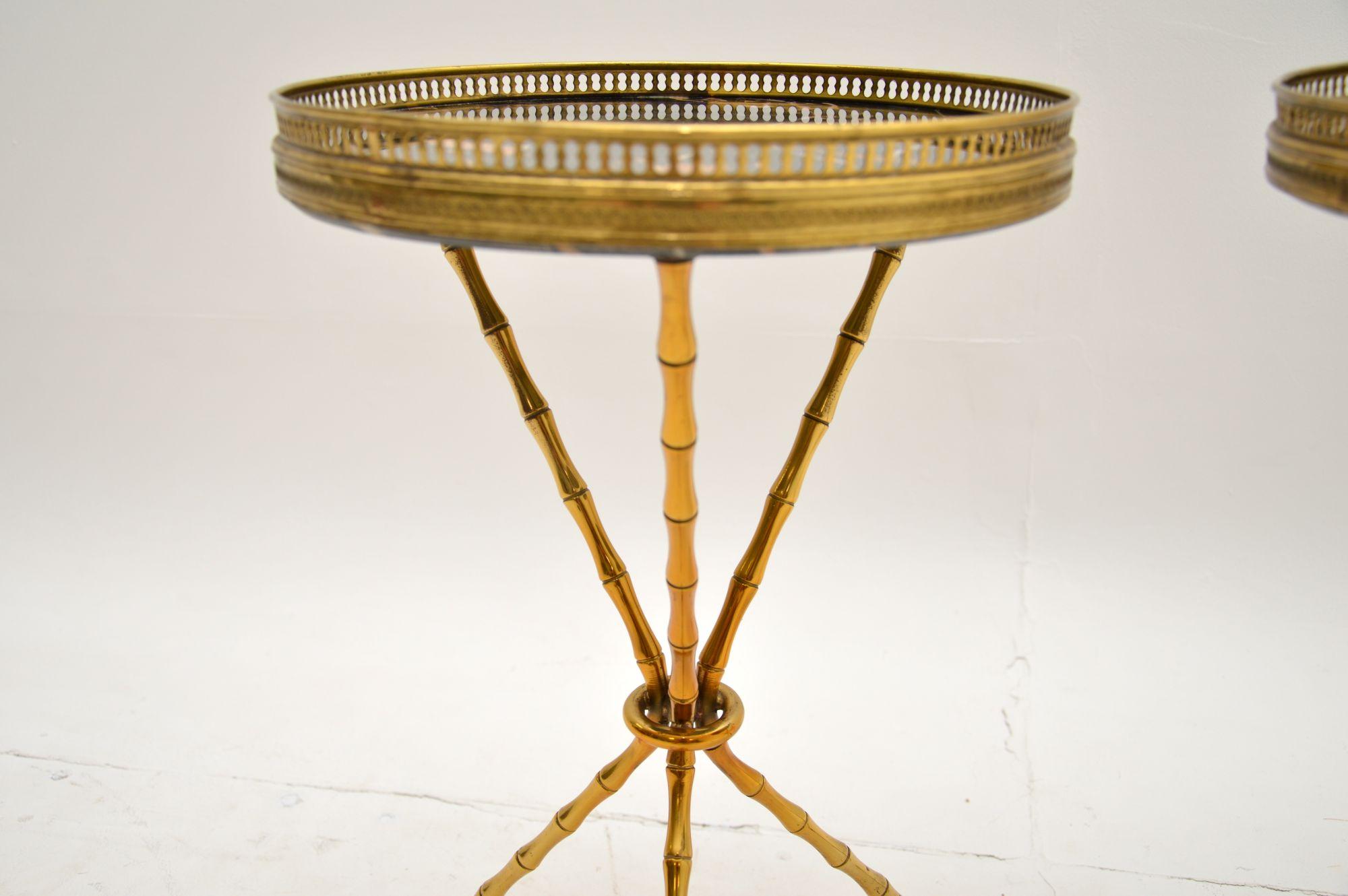Pair of Vintage Brass and Marble Side Tables 3