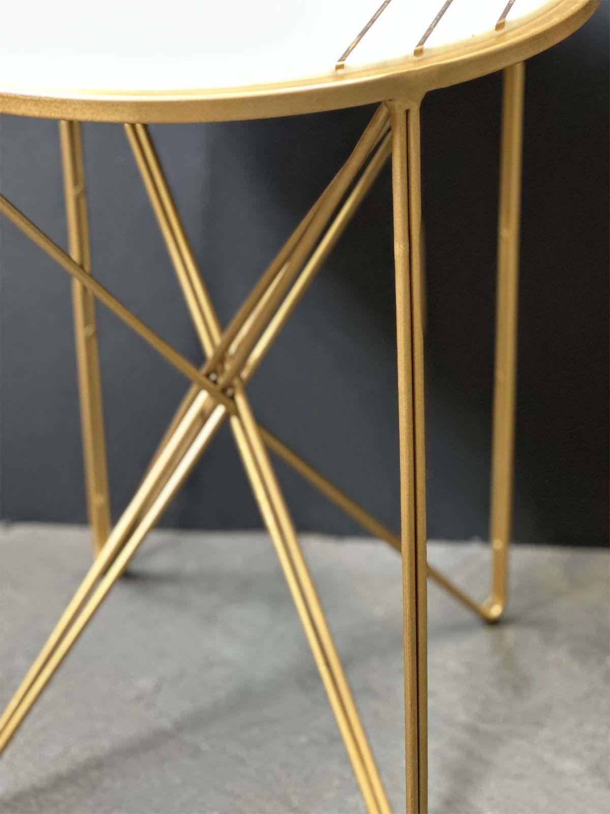 Unknown Pair of Vintage Brass and Marble Top Side Tables For Sale