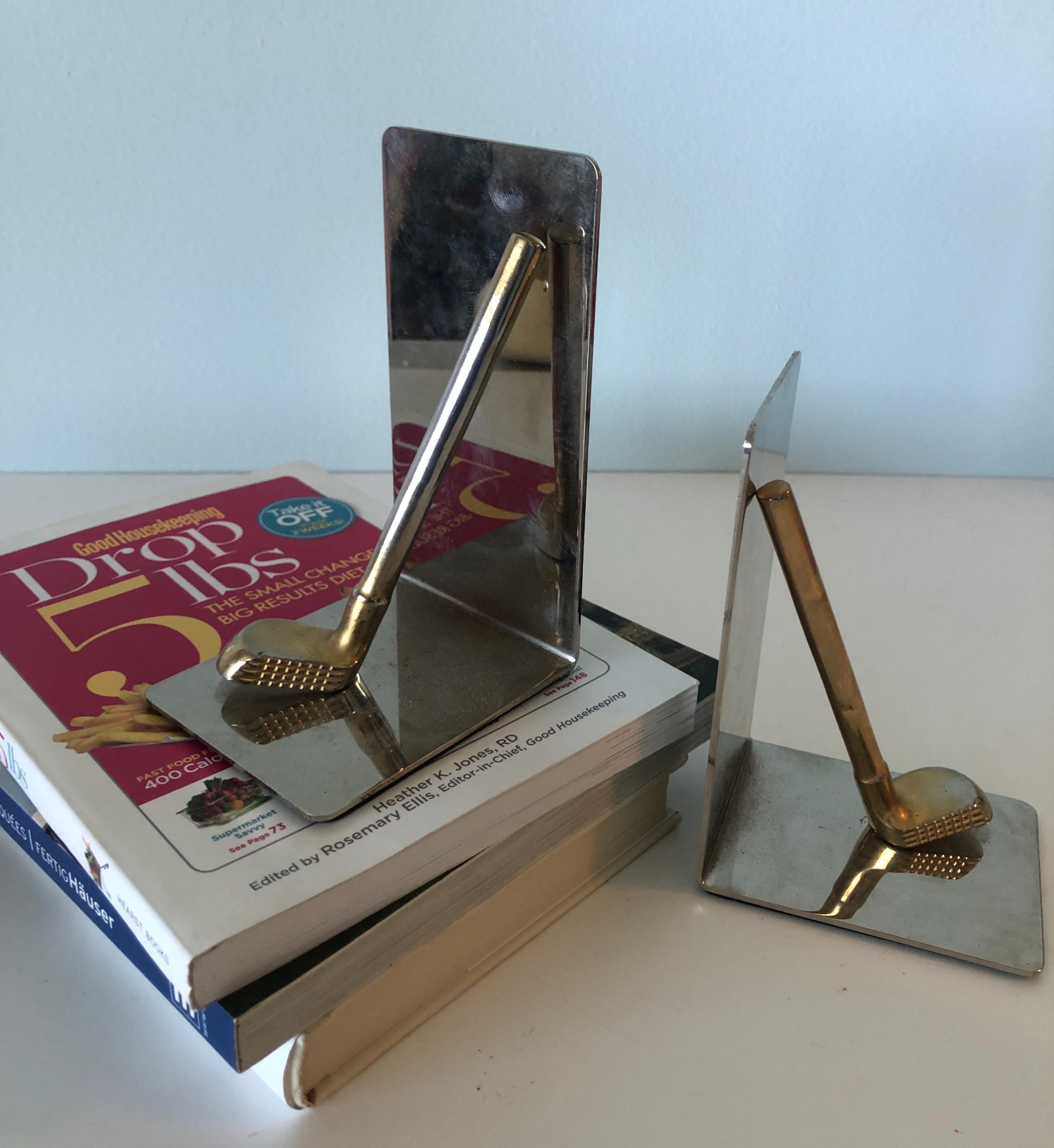 Mid-Century Modern Pair of Vintage Brass and Polished Chrome 