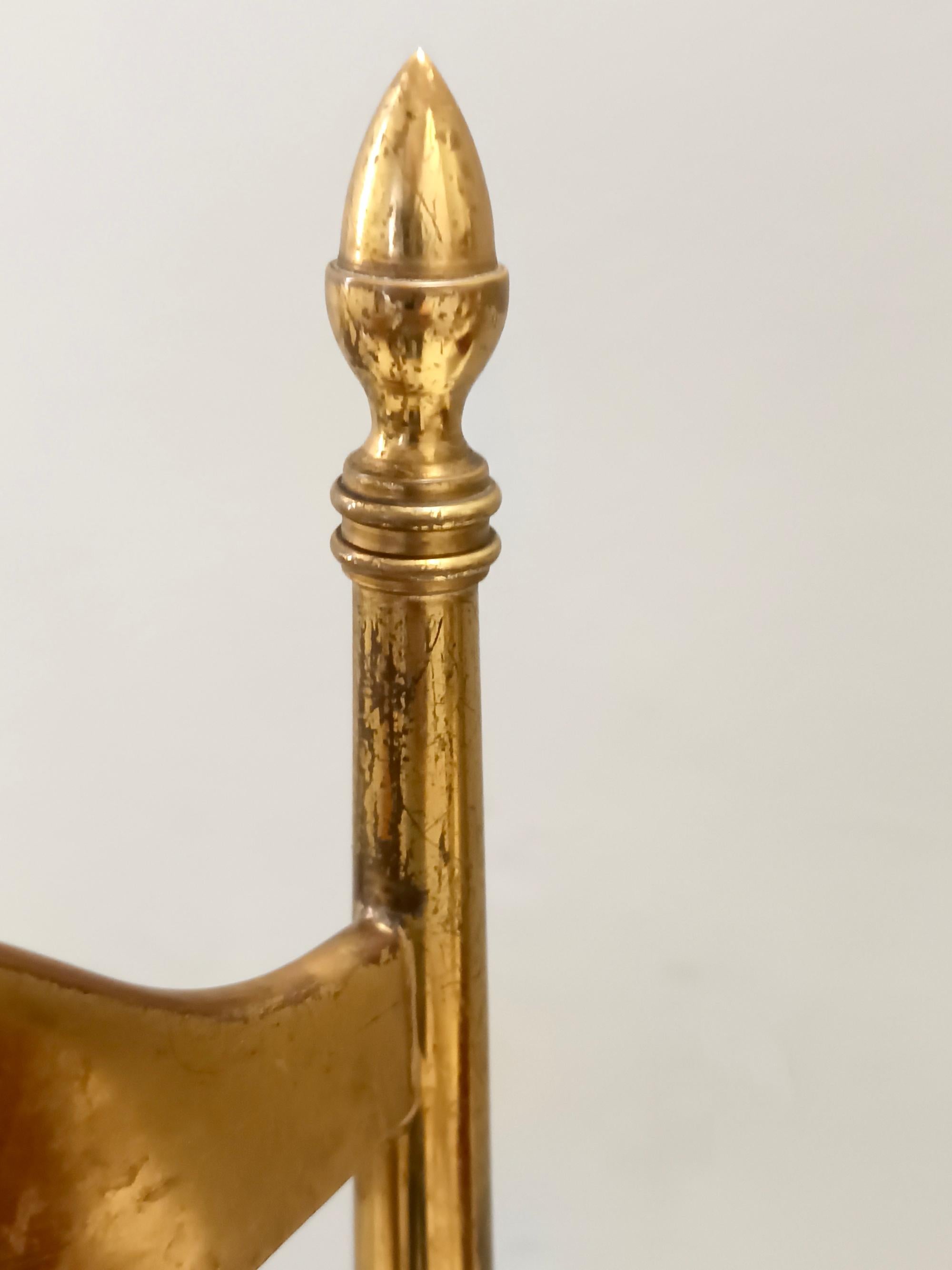 Paar Chiavarine-Stühle aus Vintage-Messing und rotem Samt, Italien im Angebot 4