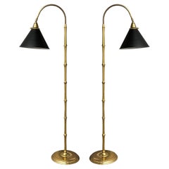 Pair of Vintage Brass Bamboo Floor Lamps