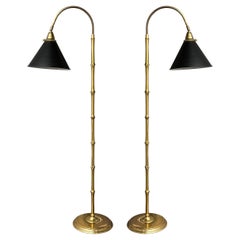Pair of Vintage Brass Bamboo Floor Lamps