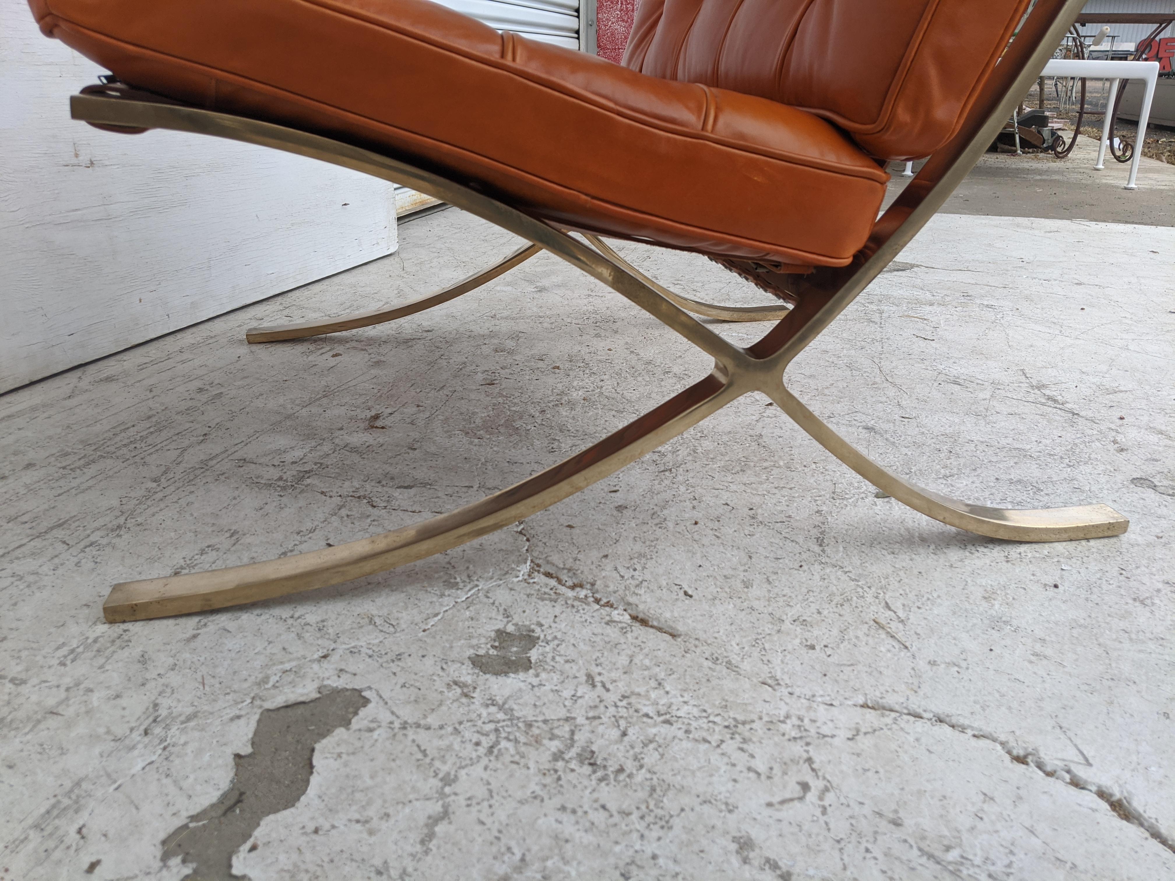Pair of Vintage Brass Barcelona Chairs designed by Mies van der Rohe for Knoll 2