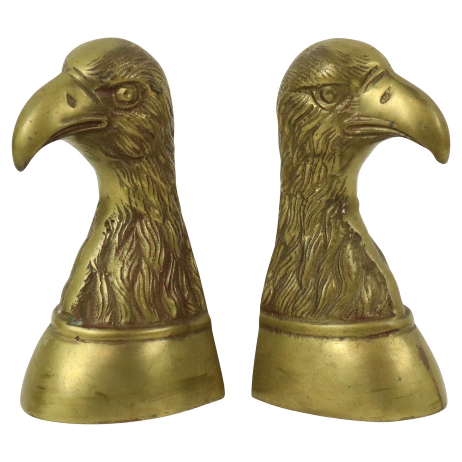 Pair of Vintage Brass Bird of Prey Eagle Bookends