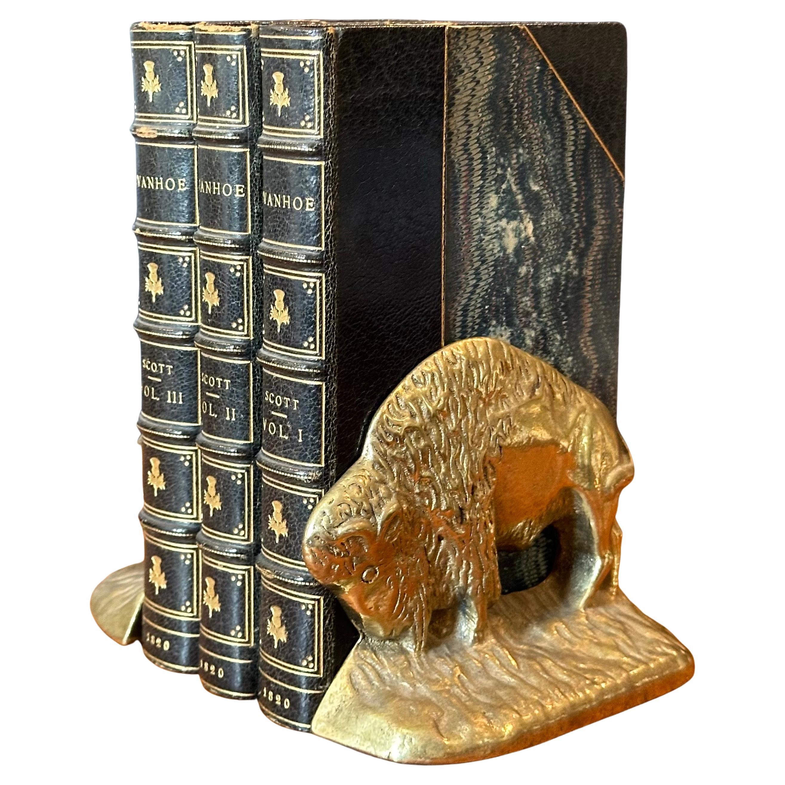 Pair of Vintage Brass Buffalo Bookends