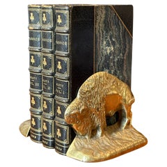 Pair of Vintage Brass Buffalo Bookends