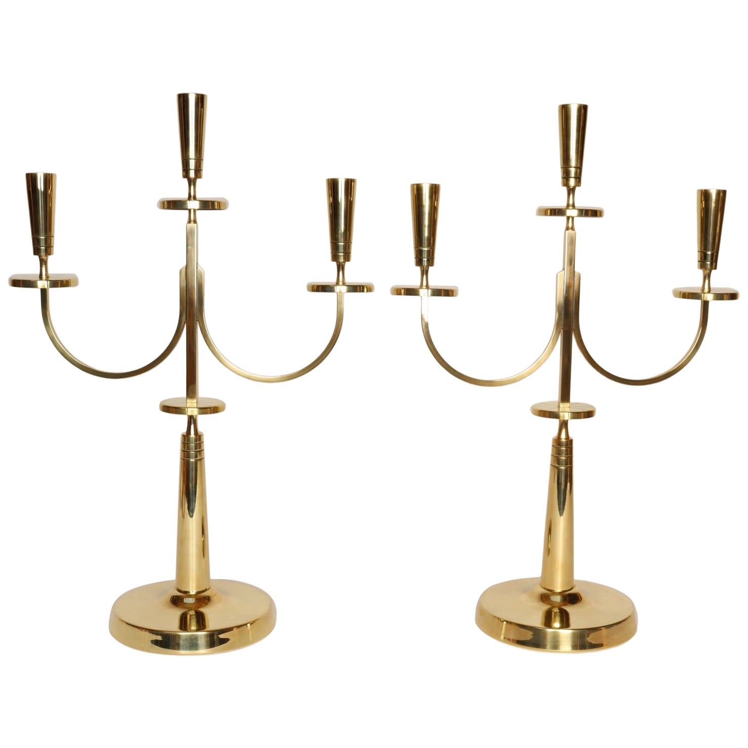 Pair of Vintage Brass Candelabra by Tommi Parzinger for Dorlyn Silversmiths