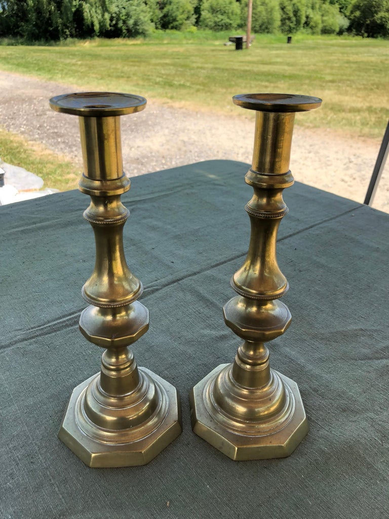 Pair of Vintage Brass Candlesticks at 1stDibs