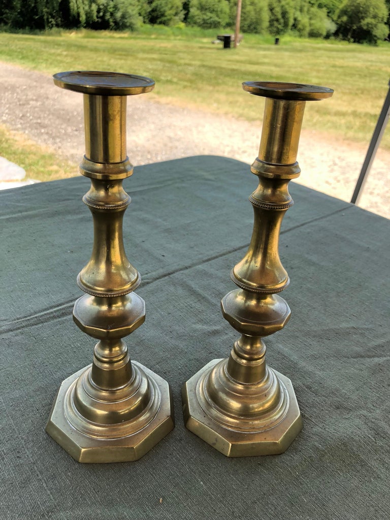 Pair of Vintage Brass Candlesticks at 1stDibs