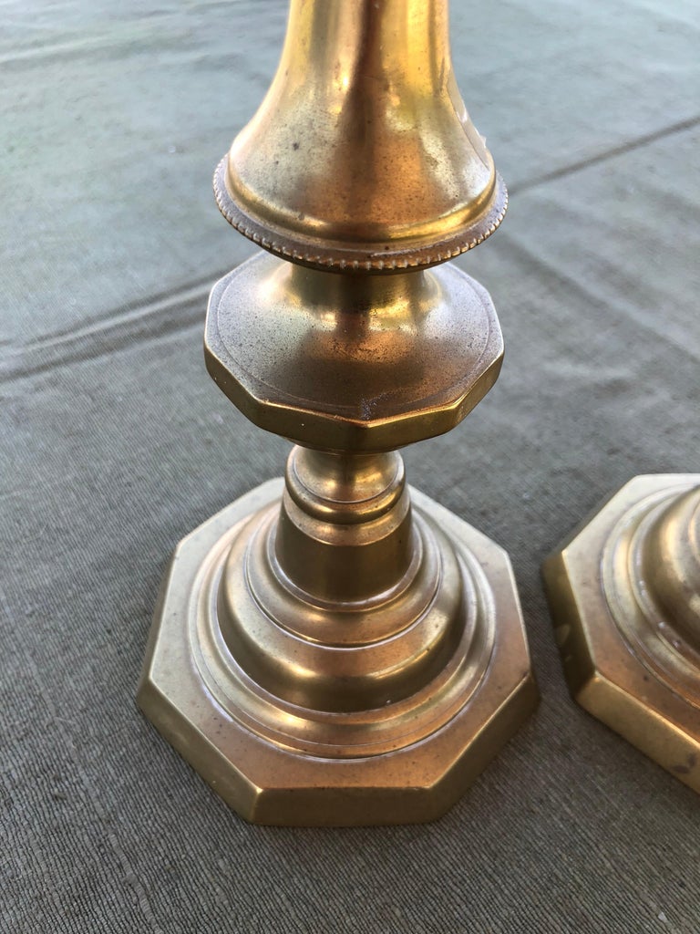 Pair of Vintage Brass Candlesticks at 1stDibs