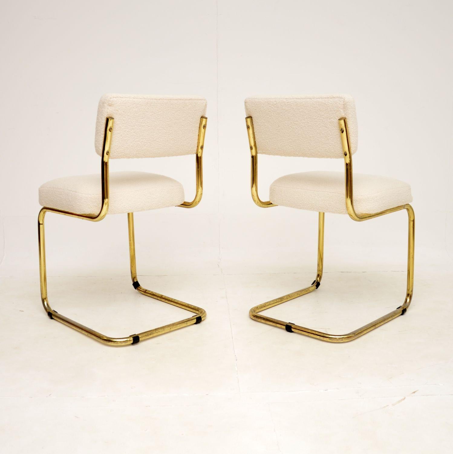 Pair of Vintage Brass Cantilever Dining Chairs 2