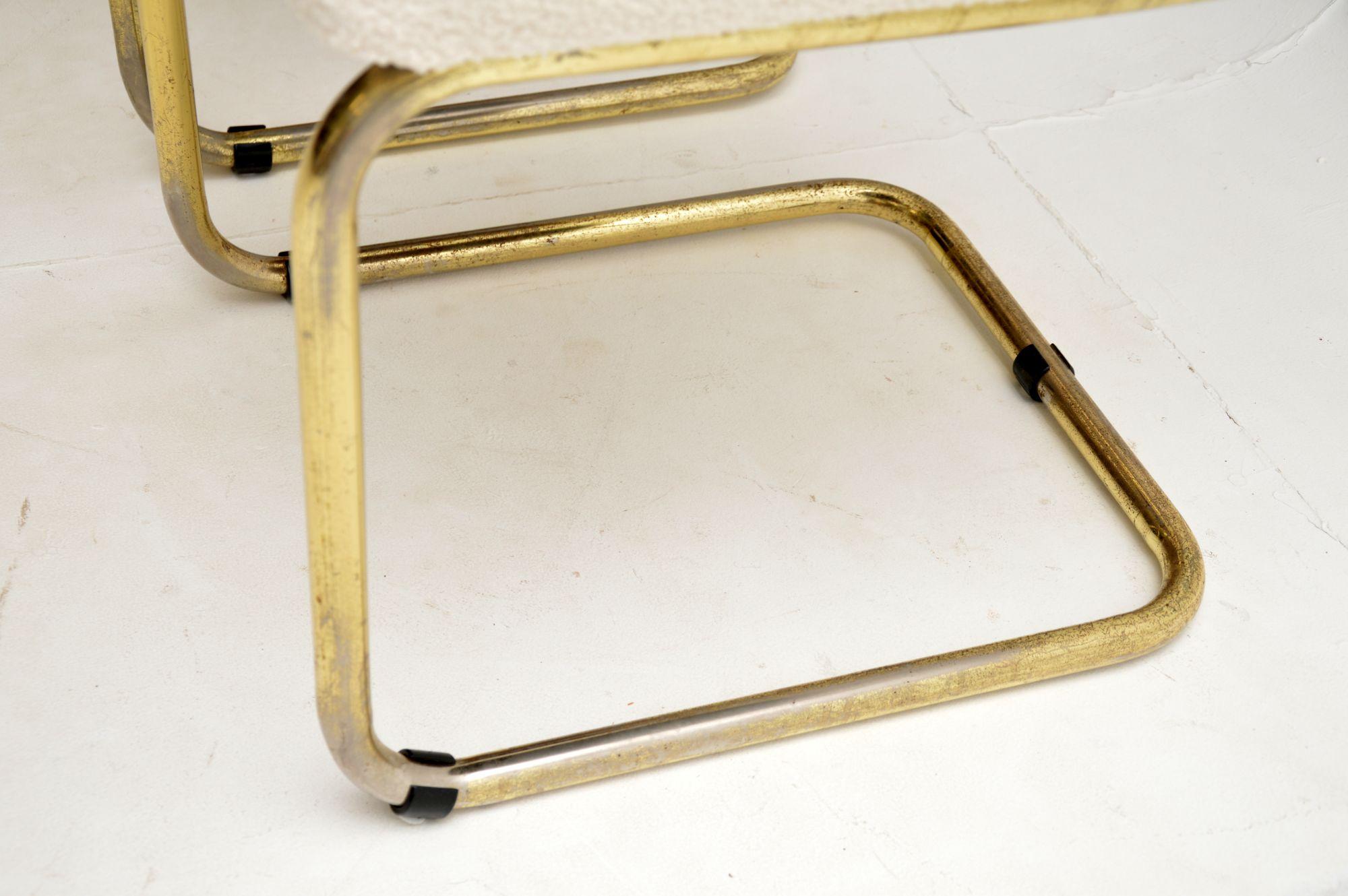 20th Century Pair of Vintage Brass Cantilever Dining Chairs