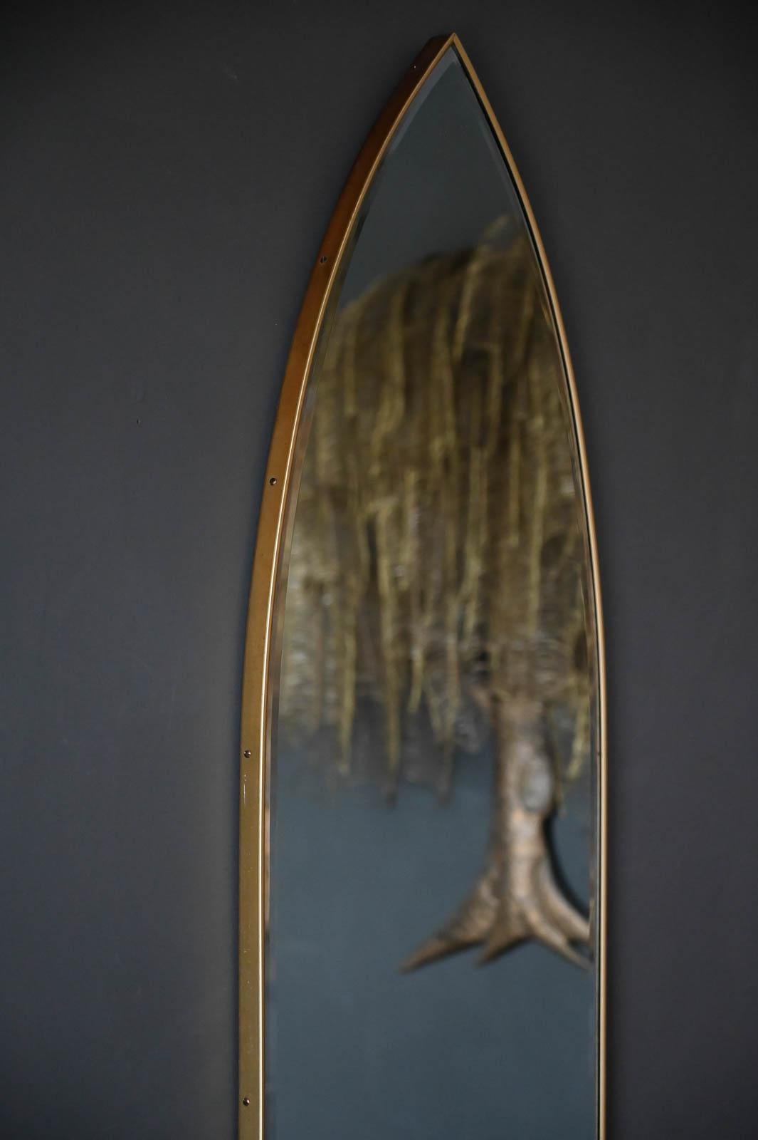 Pair of Vintage Brass Cathedral Mirrors, ca. 1960 For Sale 2