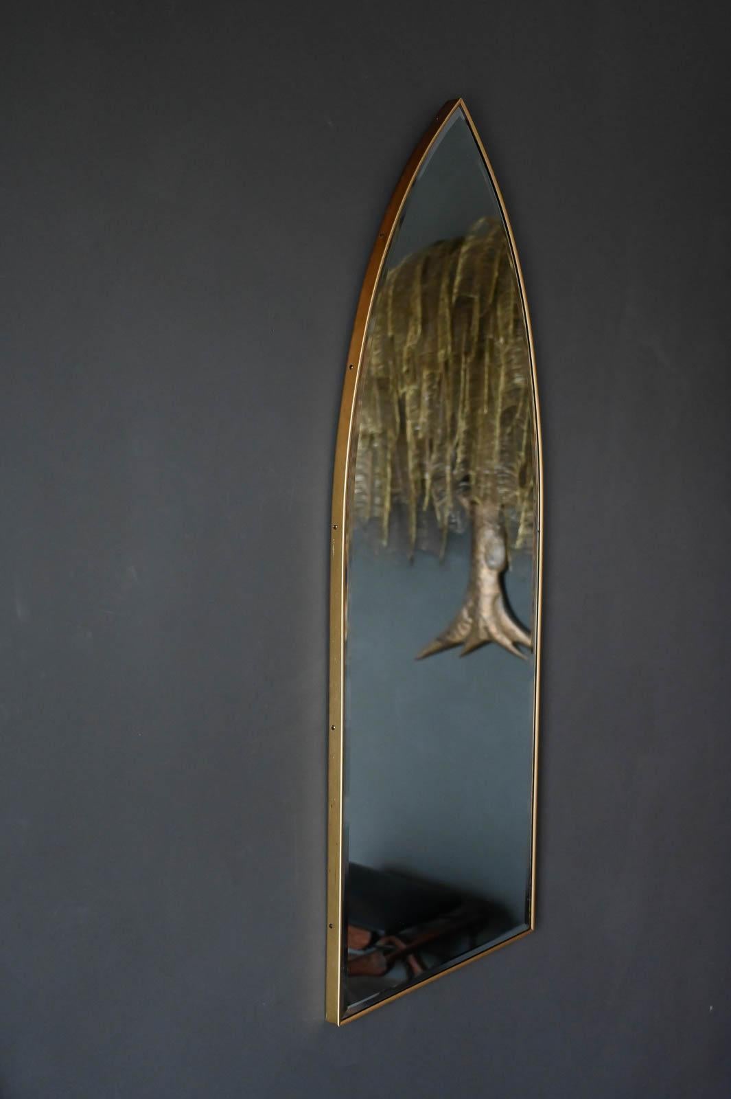 Pair of Vintage Brass Cathedral Mirrors, ca. 1960 For Sale 3
