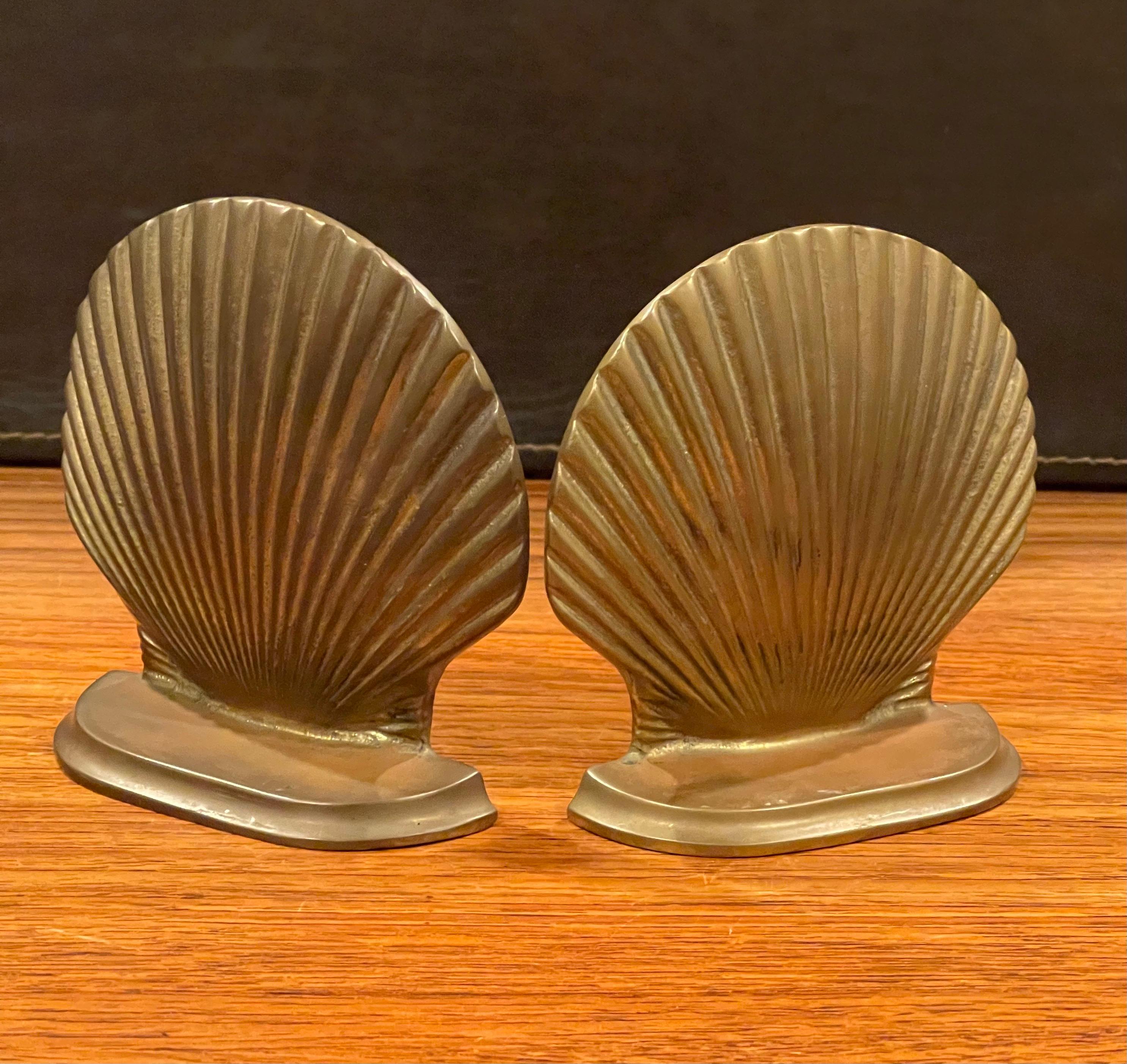vintage brass shell bookends