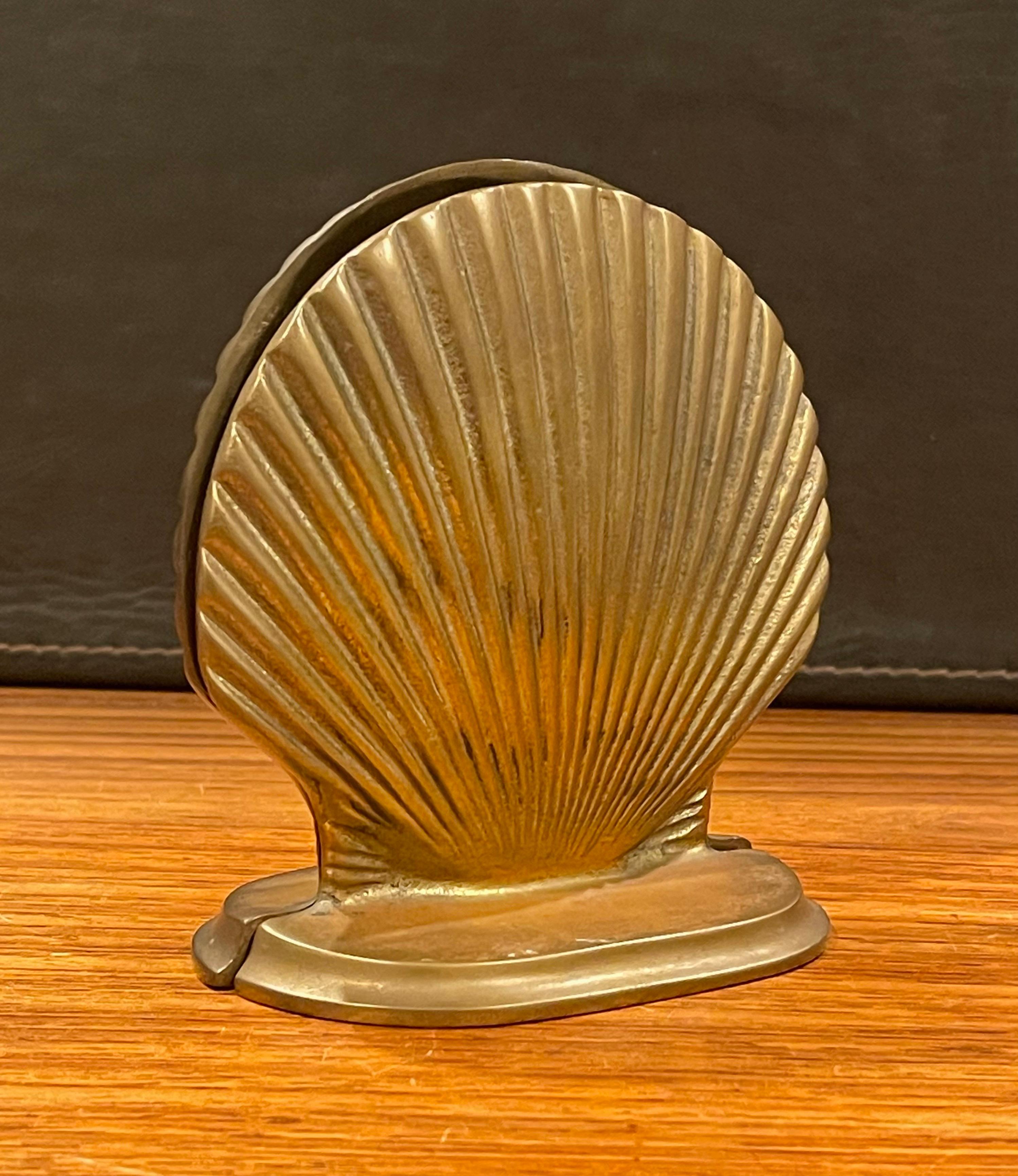 vintage brass shell bookends