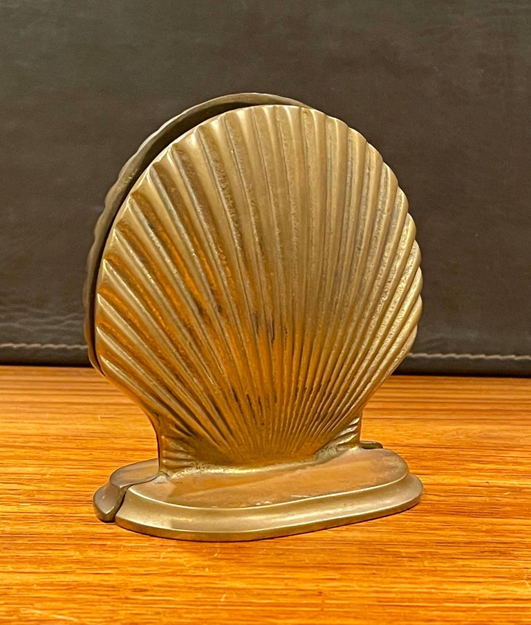 Pair of Vintage Brass Clam Shell Bookends at 1stDibs  brass shell  bookends, shell book ends, vintage brass shell bookends