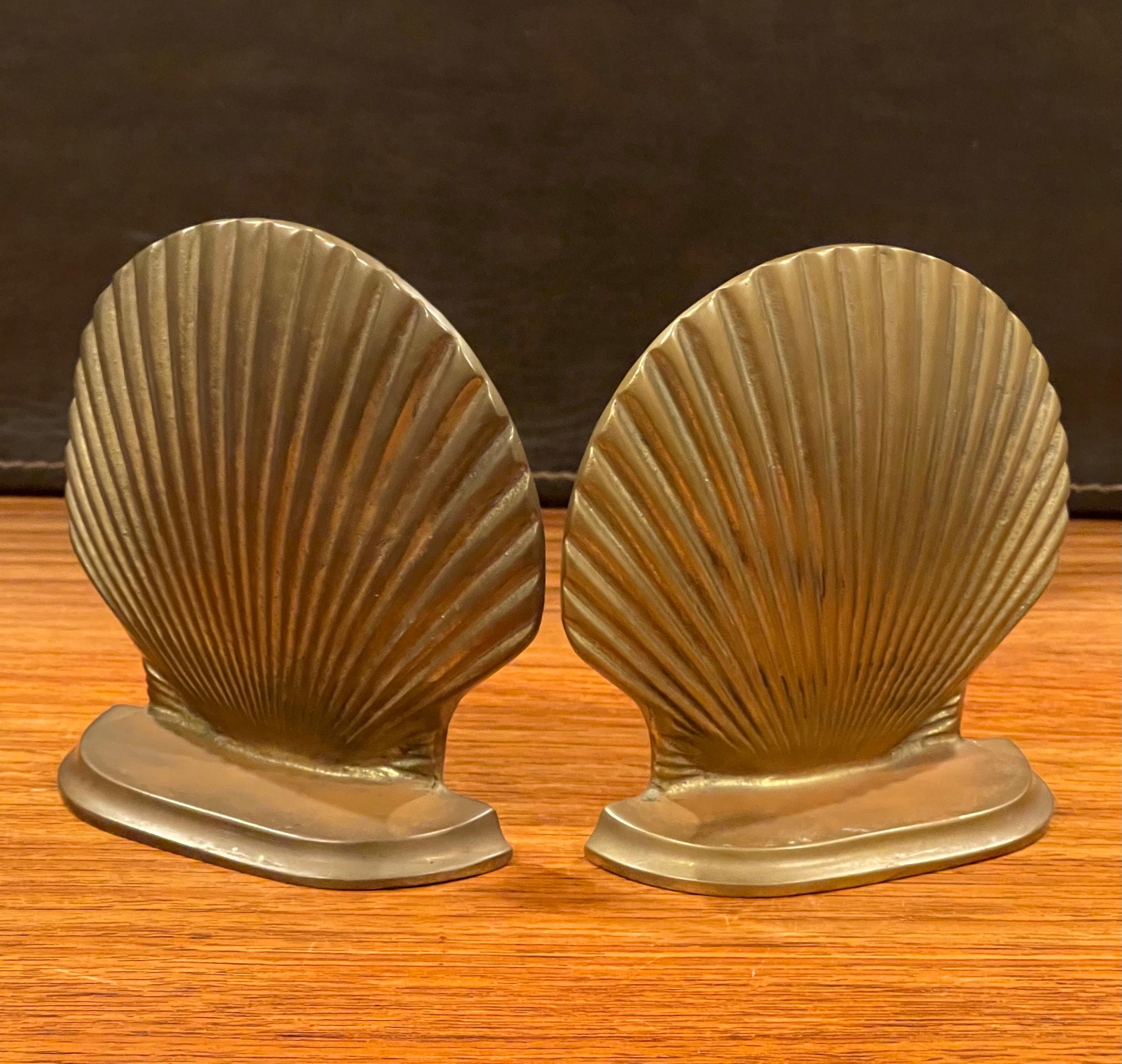 American Pair of Vintage Brass Clam Shell Bookends