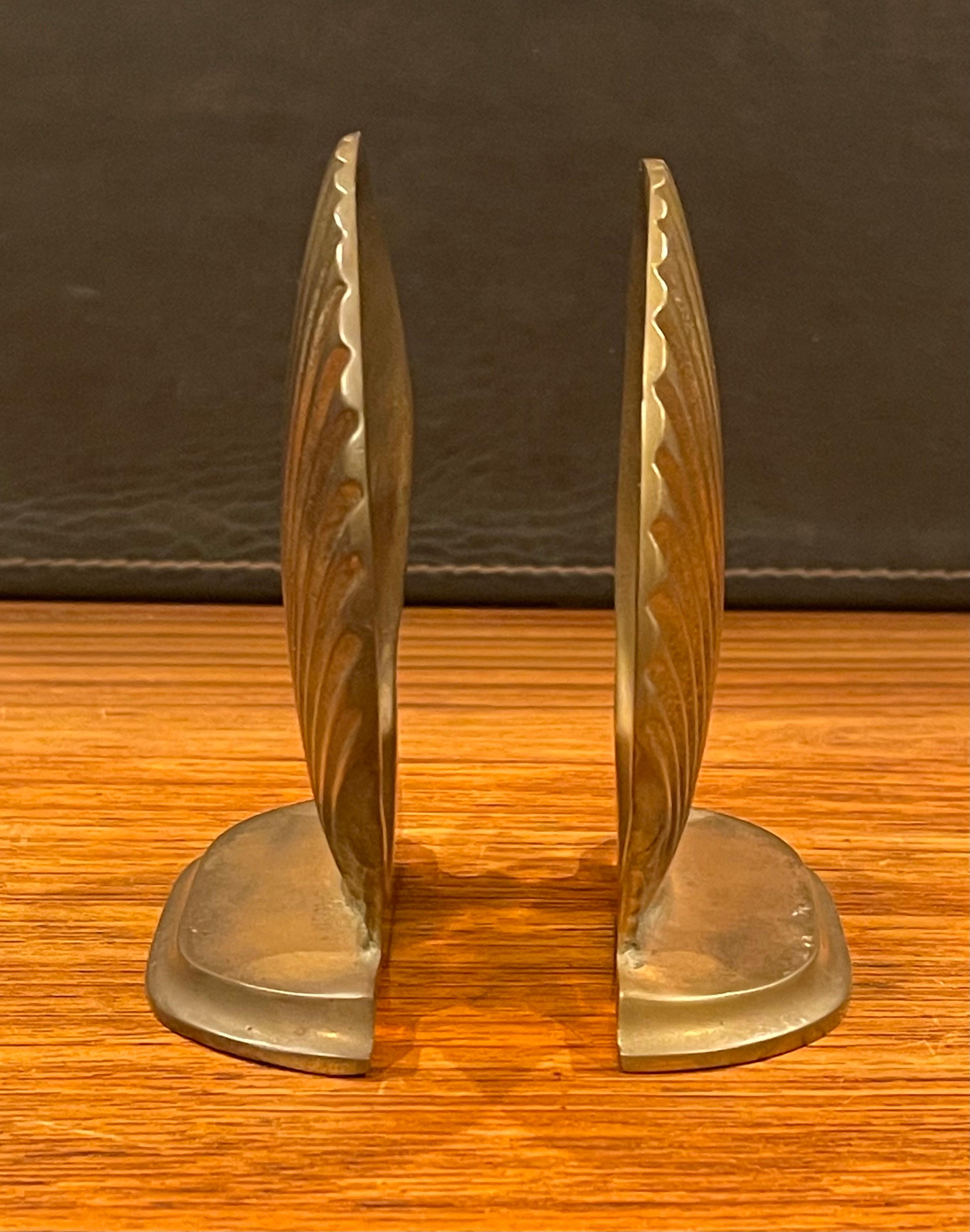 20th Century Pair of Vintage Brass Clam Shell Bookends