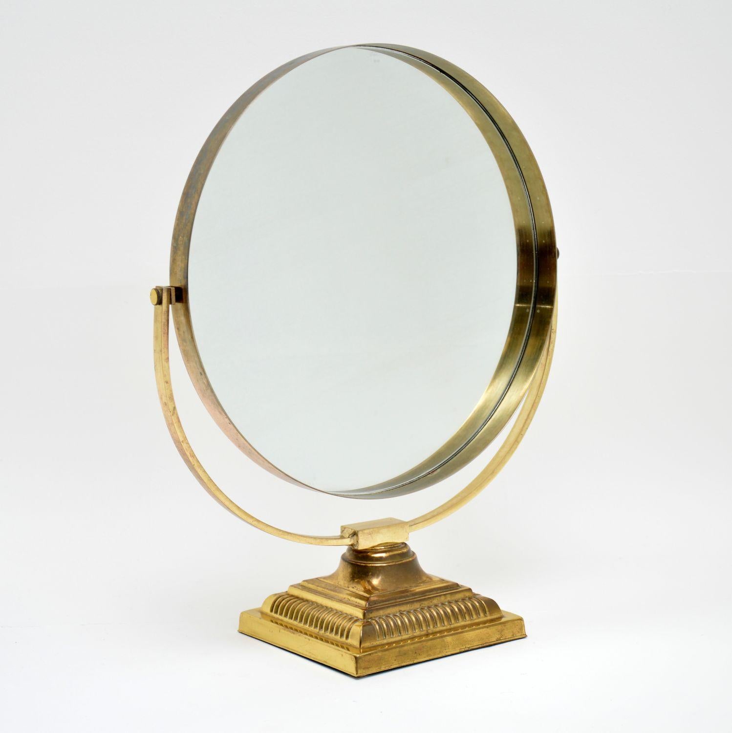 A beautiful pair of vintage brass vanity mirrors, these were made by Durlston designs. They date from the 1960’s, and are in lovely vintage condition. They just have some minor surface wear and tarnishing to the brass, seen in the images.

Width –