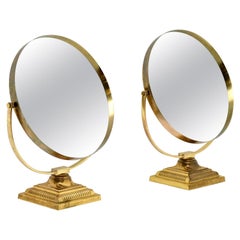 Pair of Vintage Brass Durlston Design Vanity Mirrors