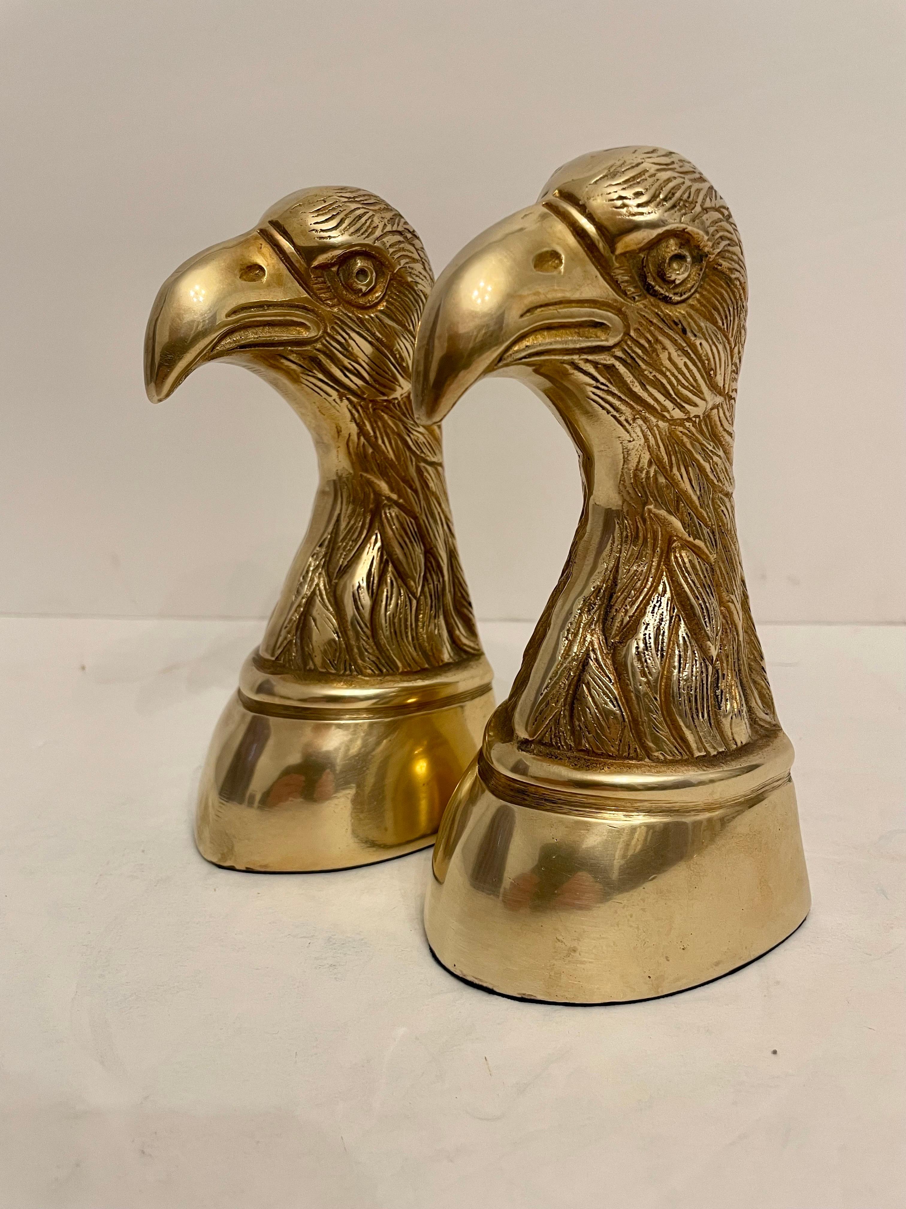 brass eagle head bookends