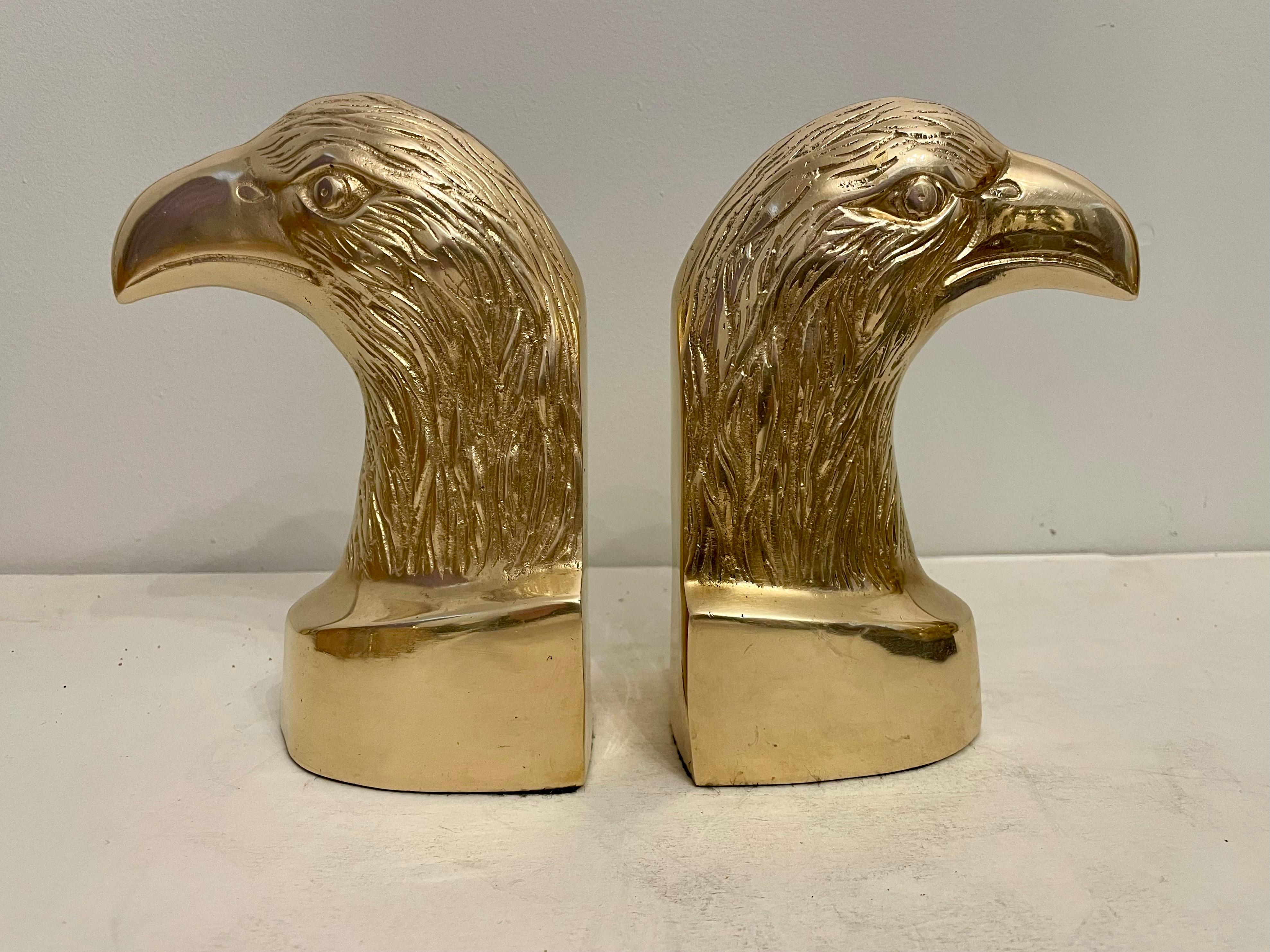 American Colonial Pair of Vintage Brass Eagle Bookends For Sale
