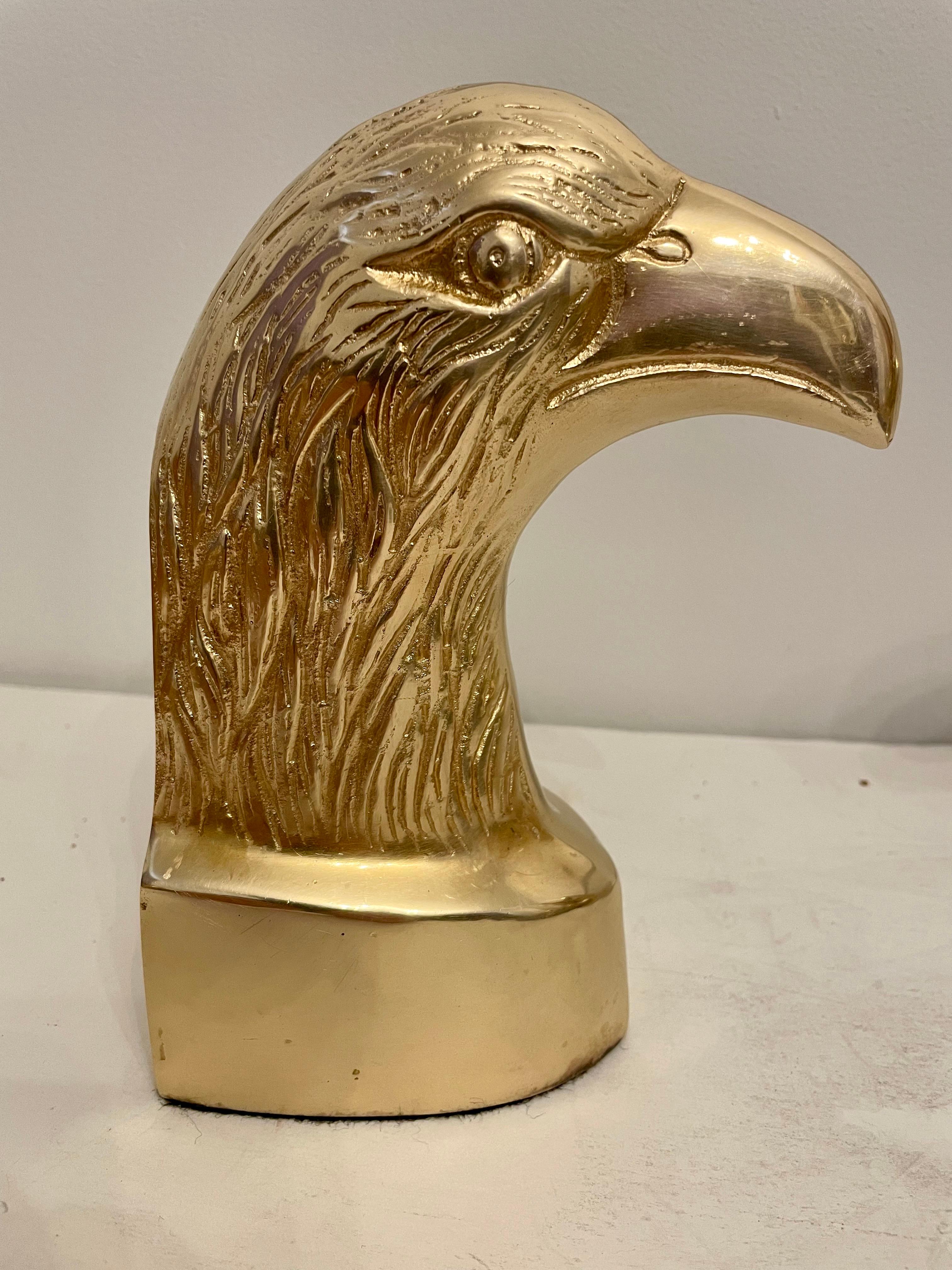 Korean Pair of Vintage Brass Eagle Bookends For Sale