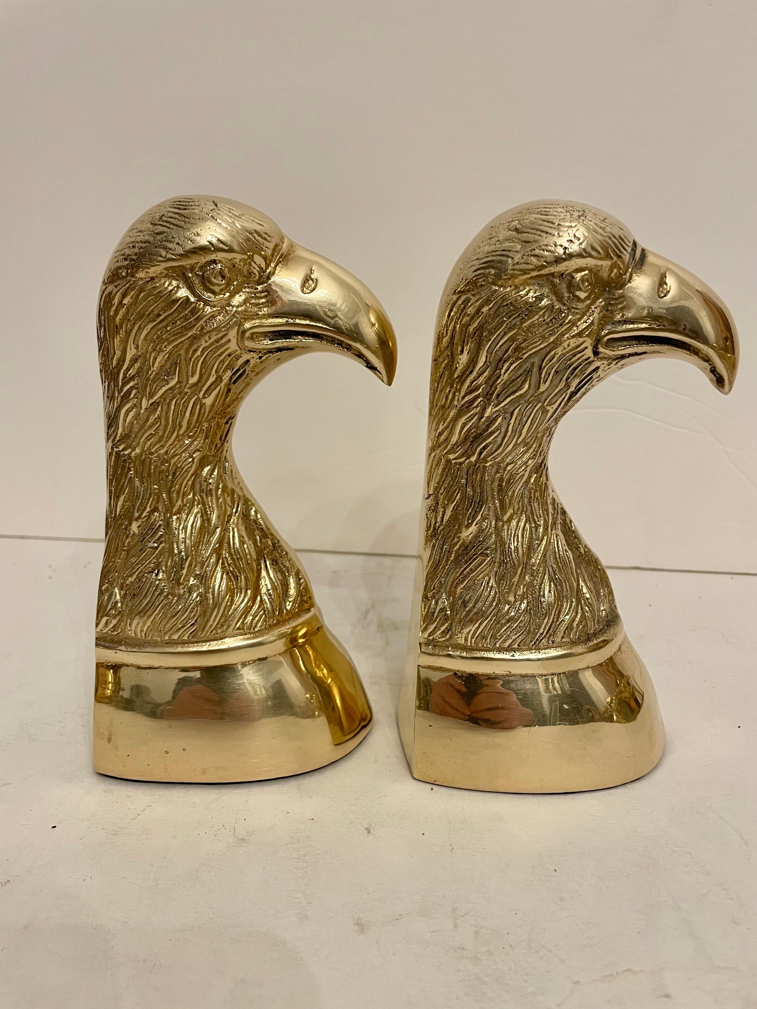 Pair of Vintage Brass Eagle Bookends In Good Condition In New York, NY