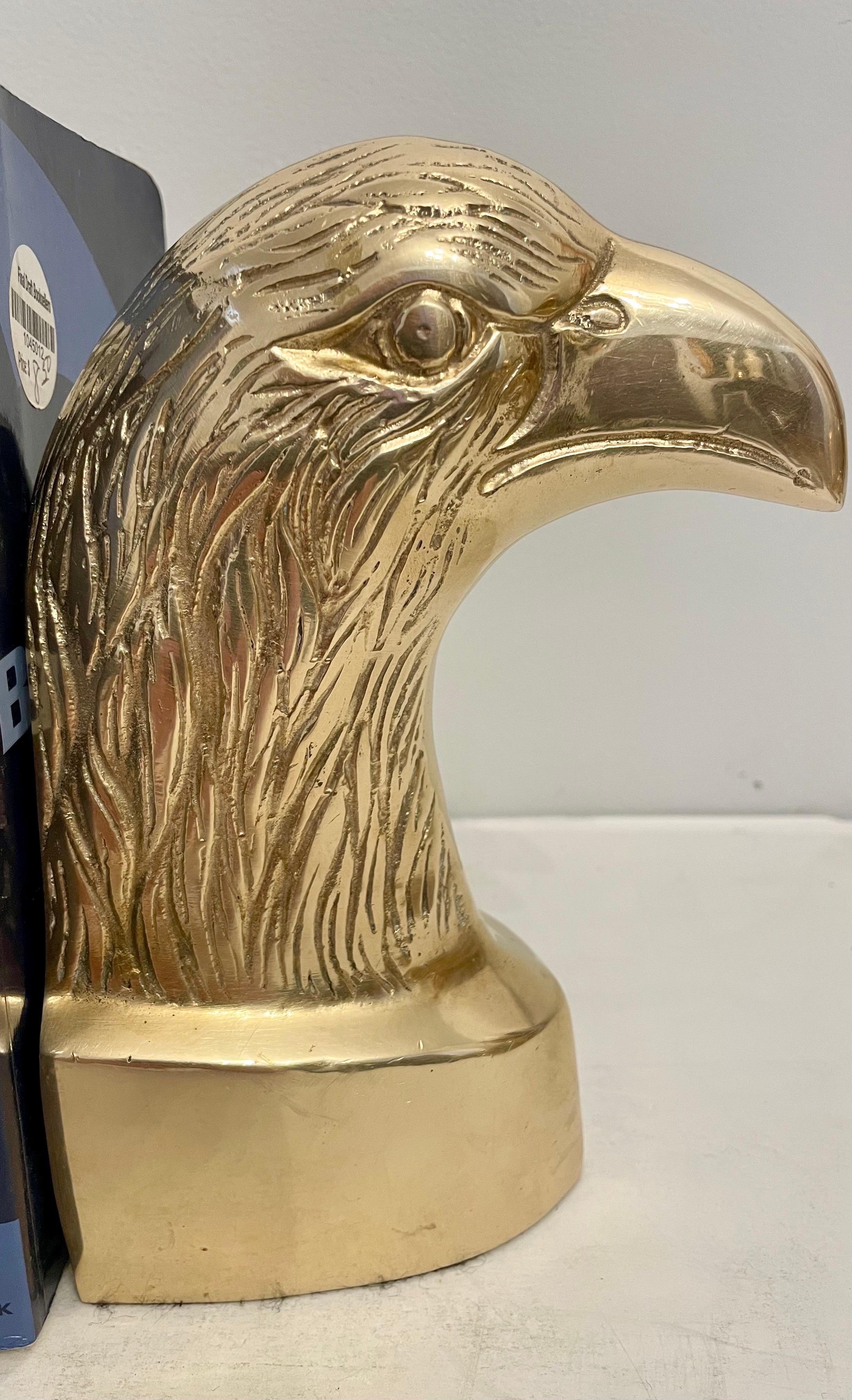 Pair of Vintage Brass Eagle Bookends In Good Condition For Sale In New York, NY