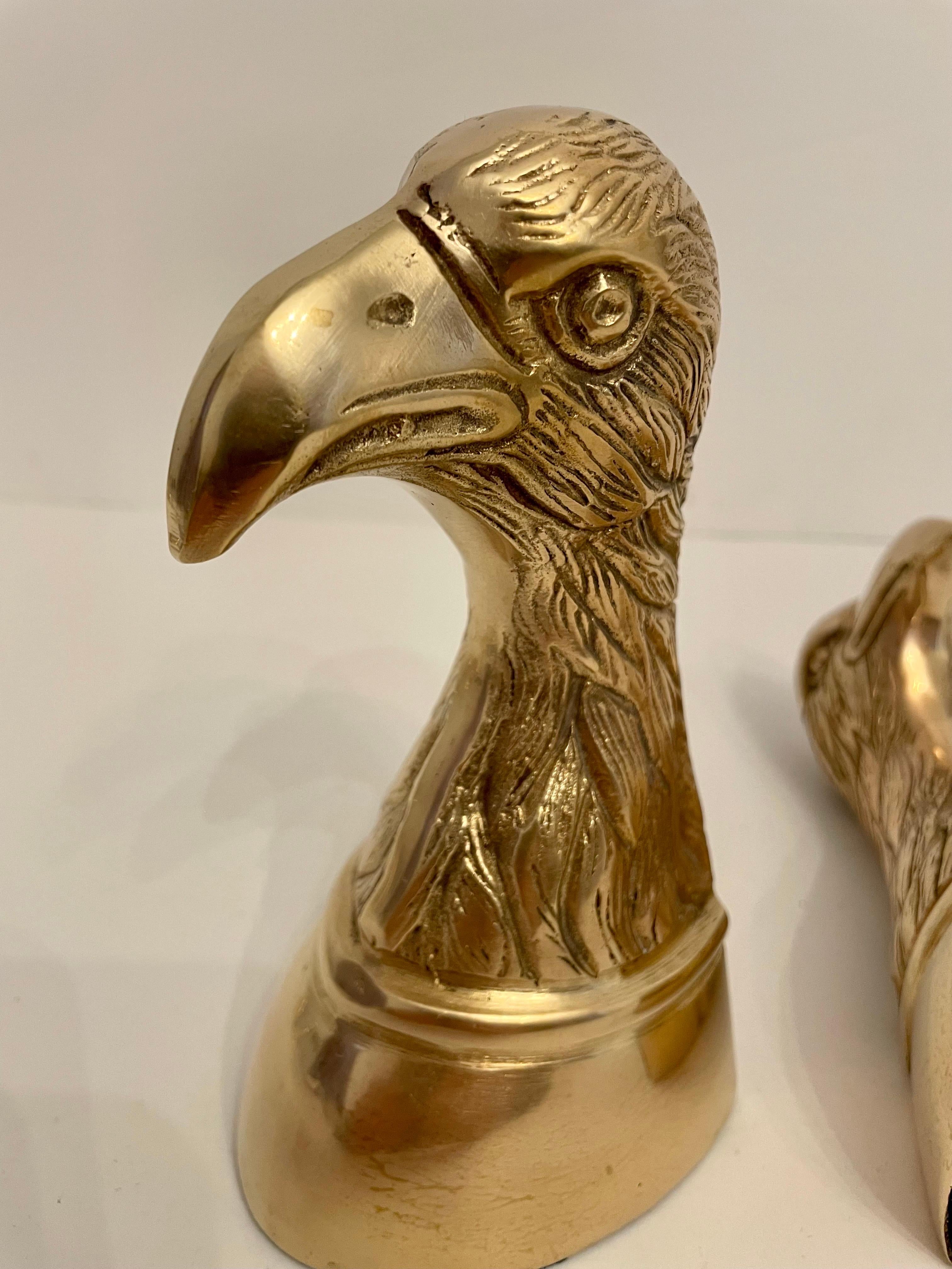 Pair of Vintage Brass Eagle Bookends In Good Condition In New York, NY