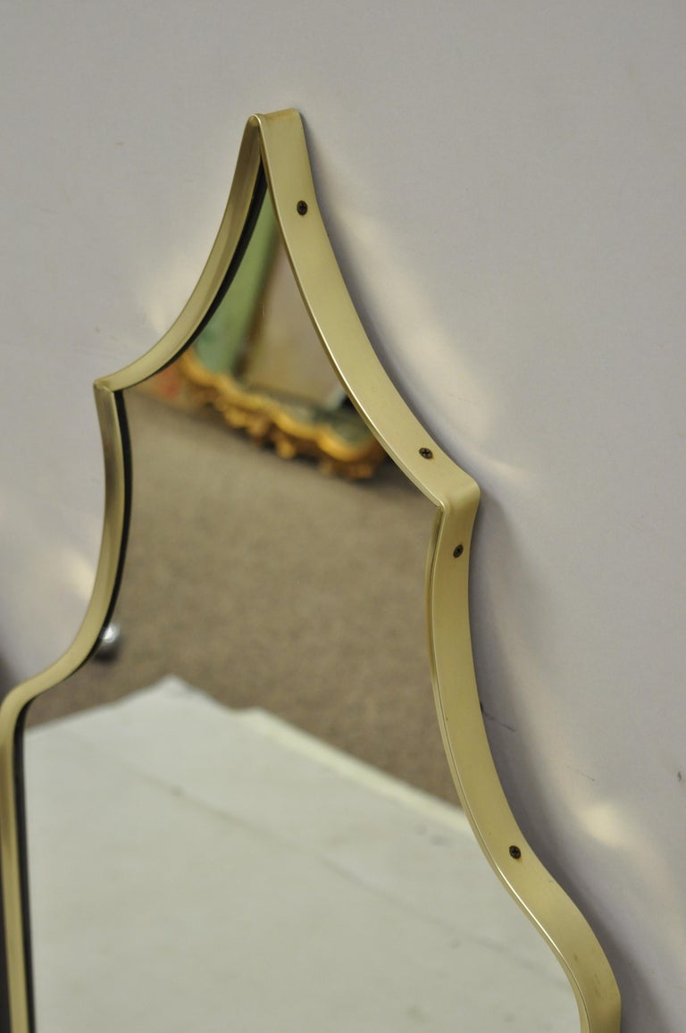 Pair of Vintage Brass Frame Arched Pagoda Keyhole Shaped Italian Wall