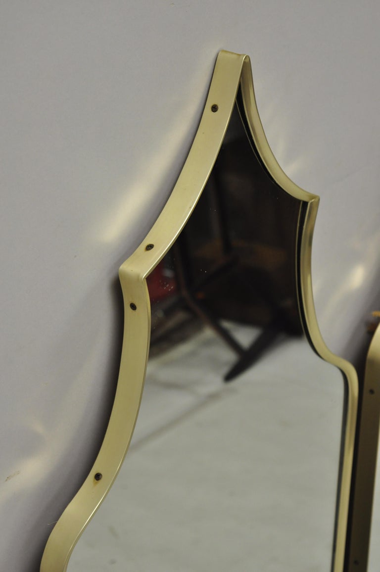 Pair of Vintage Brass Frame Arched Pagoda Keyhole Shaped Italian Wall