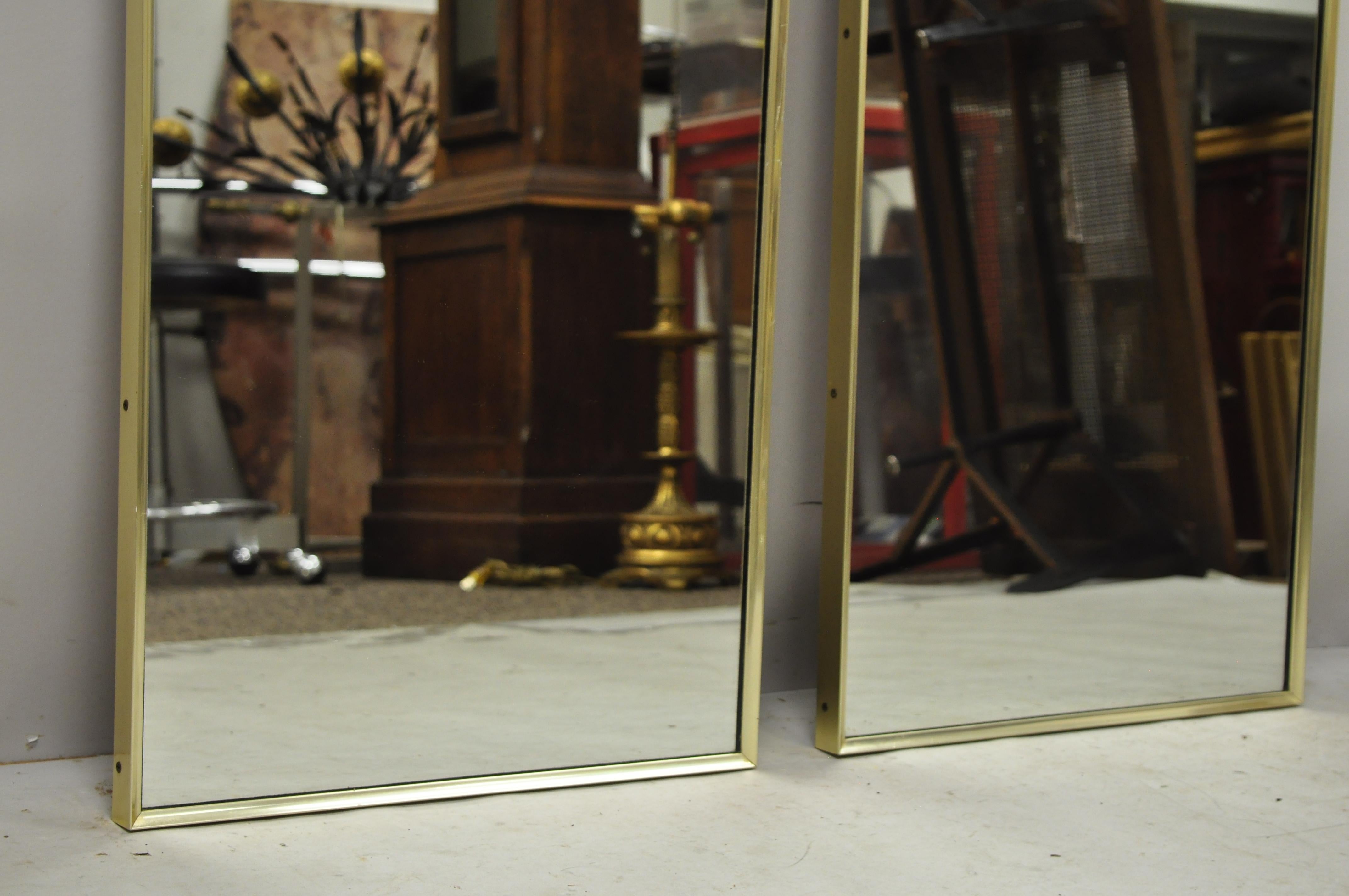 20th Century Pair of Vintage Brass Frame Arched Pagoda Keyhole Shaped Italian Wall Mirrors