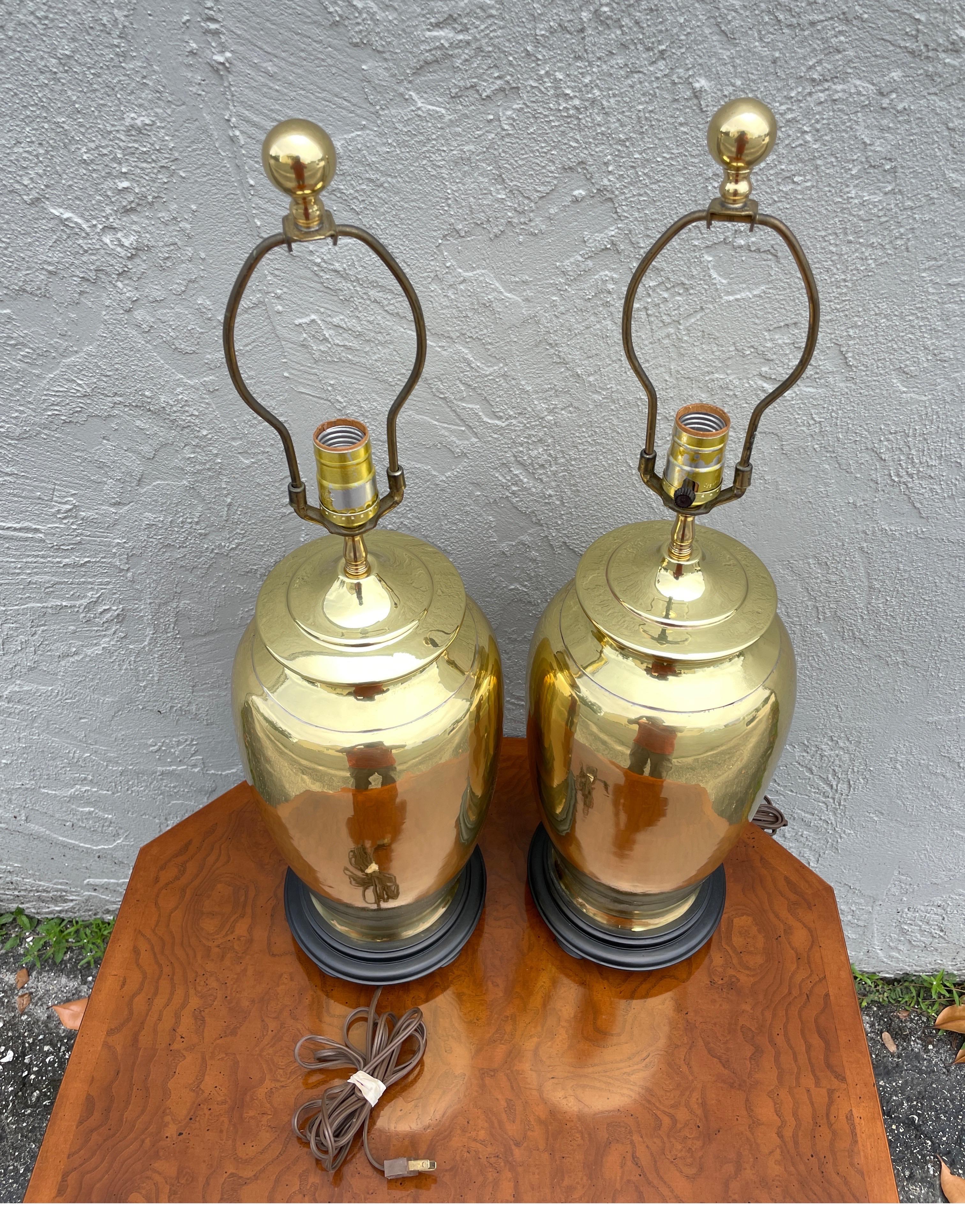 Pair of Vintage Brass Ginger Jar Lamps by Chapman 4