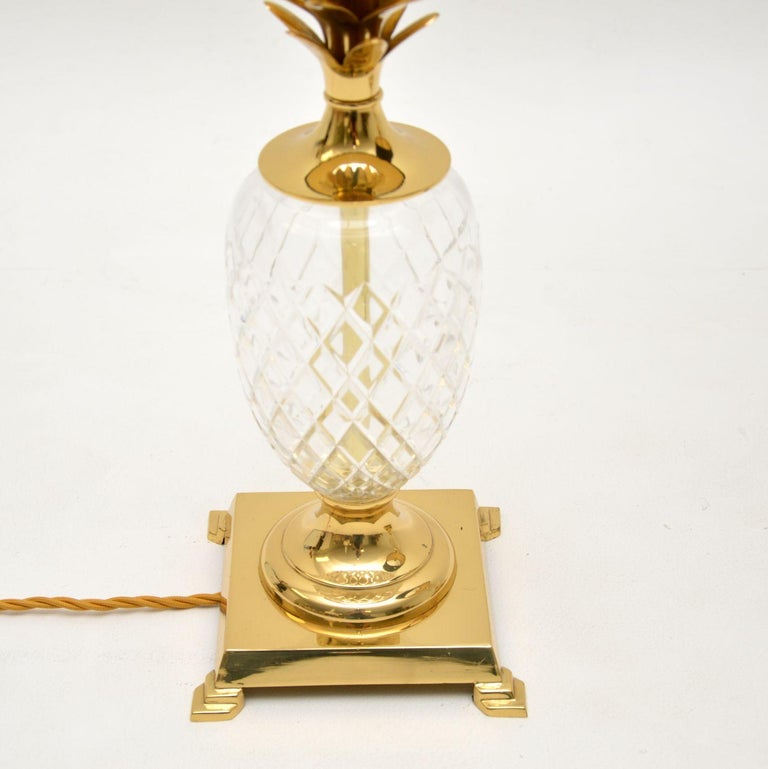 Pair of Vintage Brass and Glass Pineapple Table Lamps at 1stDibs
