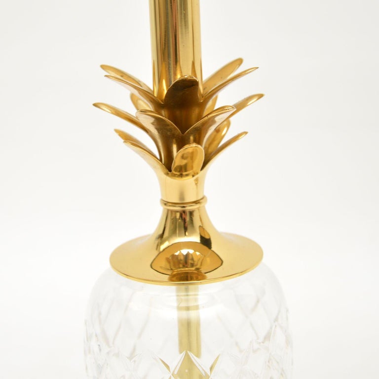 Pair of Vintage Brass and Glass Pineapple Table Lamps at 1stDibs
