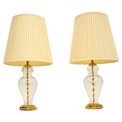 Pair of Vintage Brass & Glass Table Lamps
