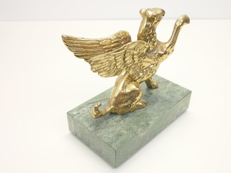 Pair of Vintage Brass Griffin Figurines at 1stDibs