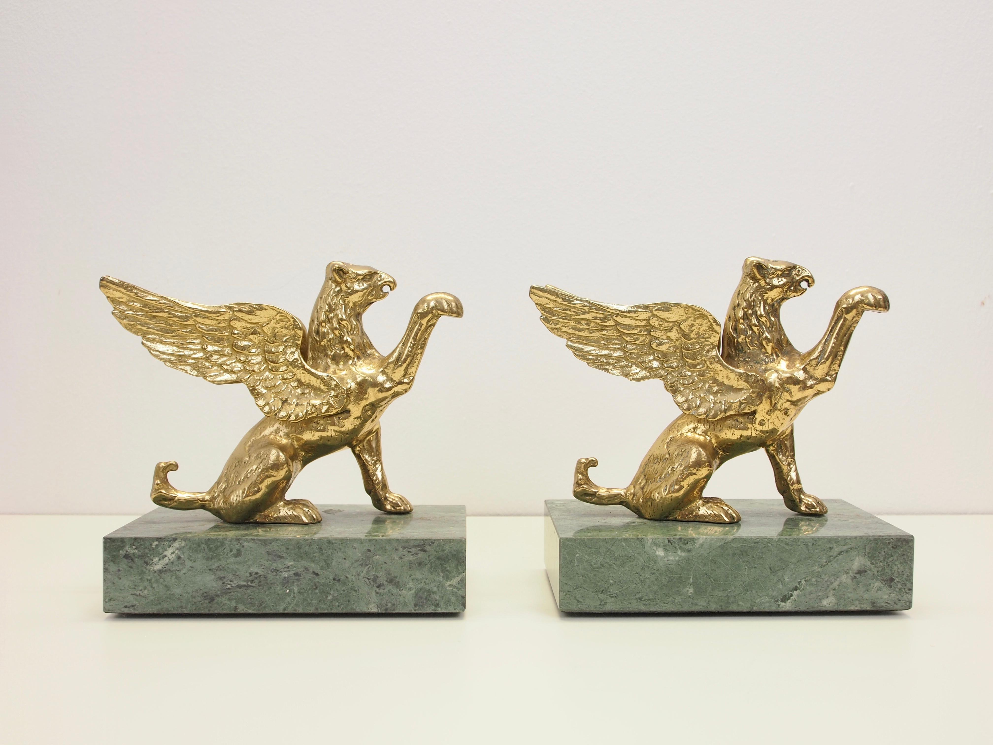 American Empire Pair of Vintage Brass Griffin Figurines