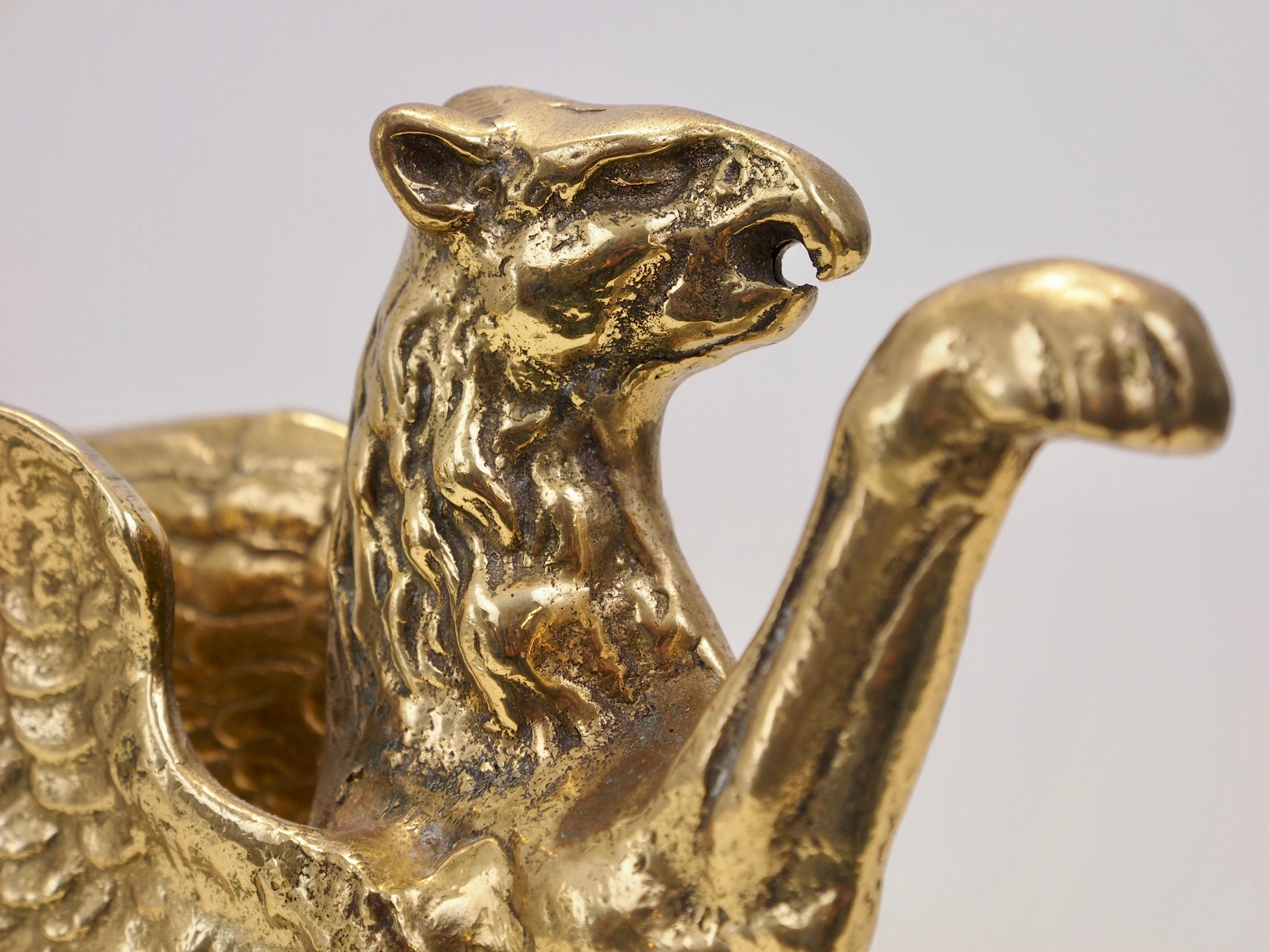 20th Century Pair of Vintage Brass Griffin Figurines