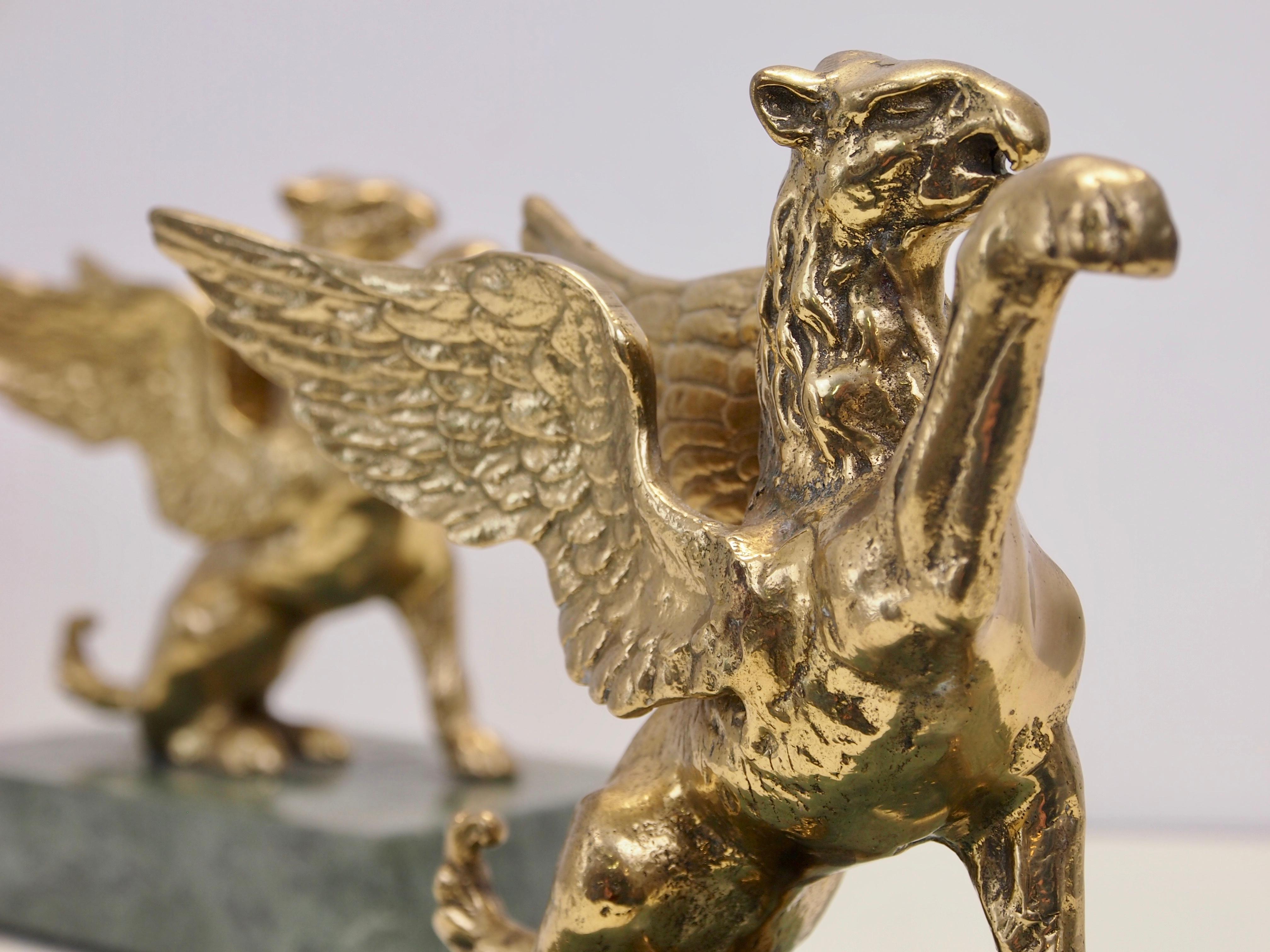 Pair of Vintage Brass Griffin Figurines 1