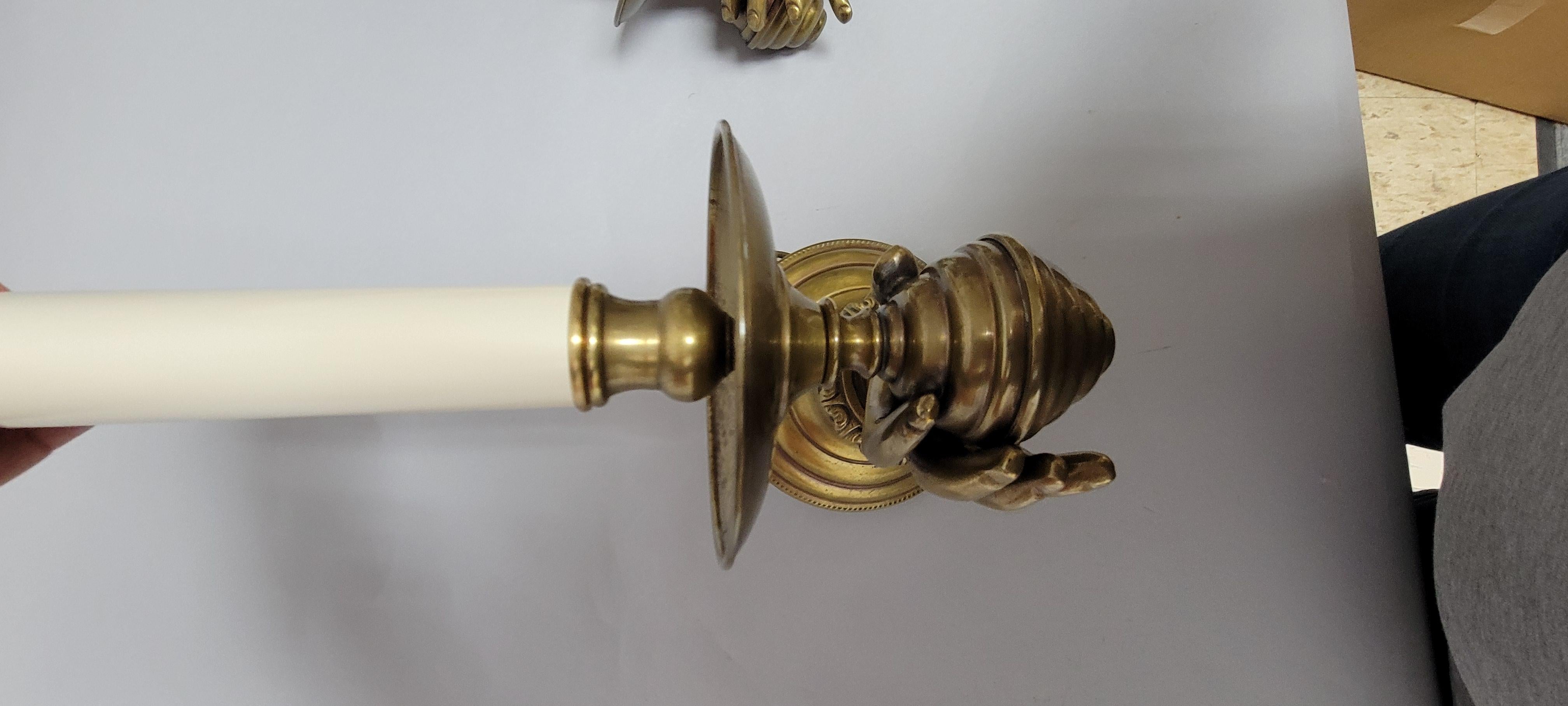 Pair of Vintage Brass Hand-Holding Candle Wall Sconces – Andre Arbus Style 4