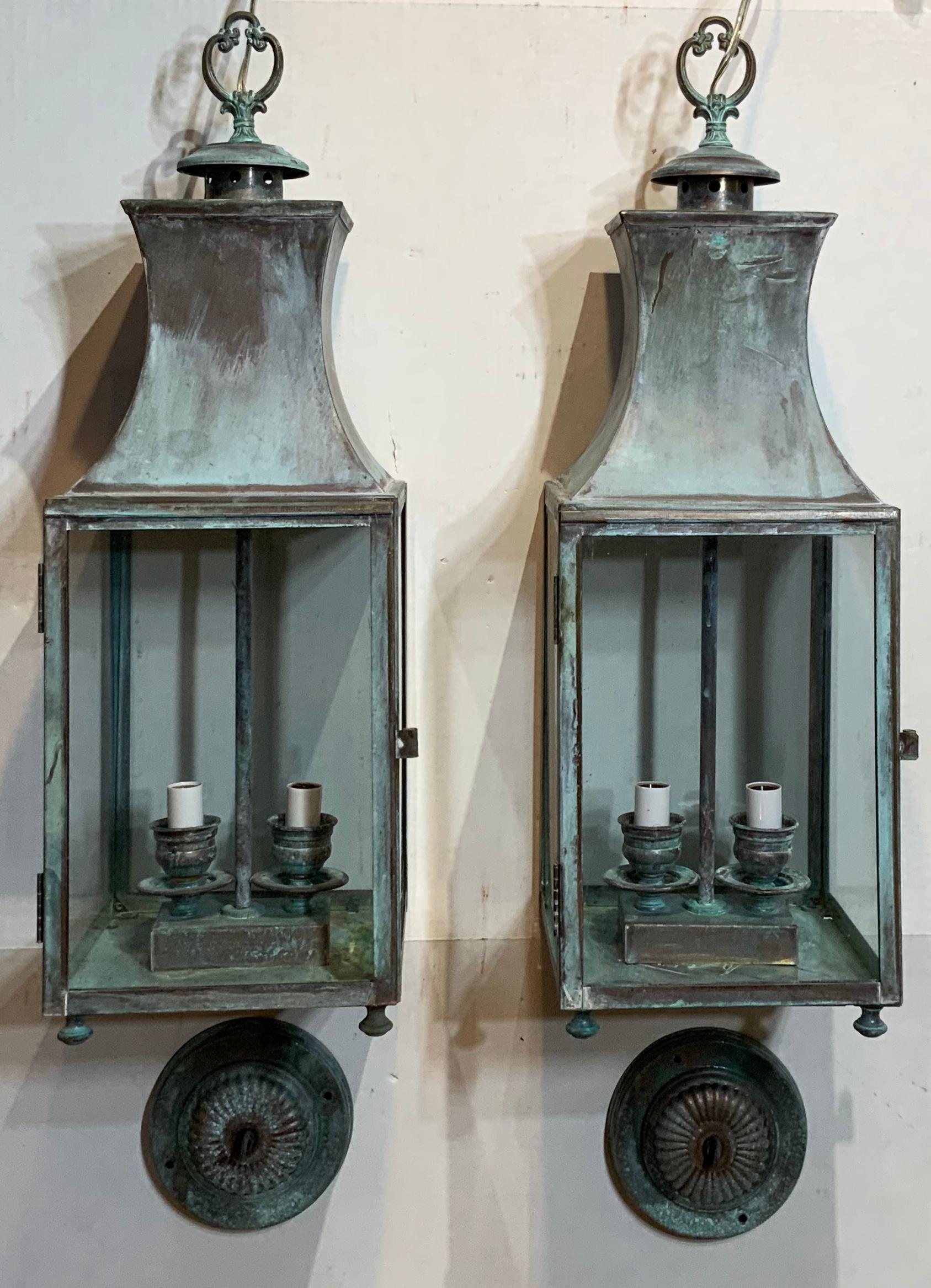 Pair of Vintage Brass Hanging Lantern 5